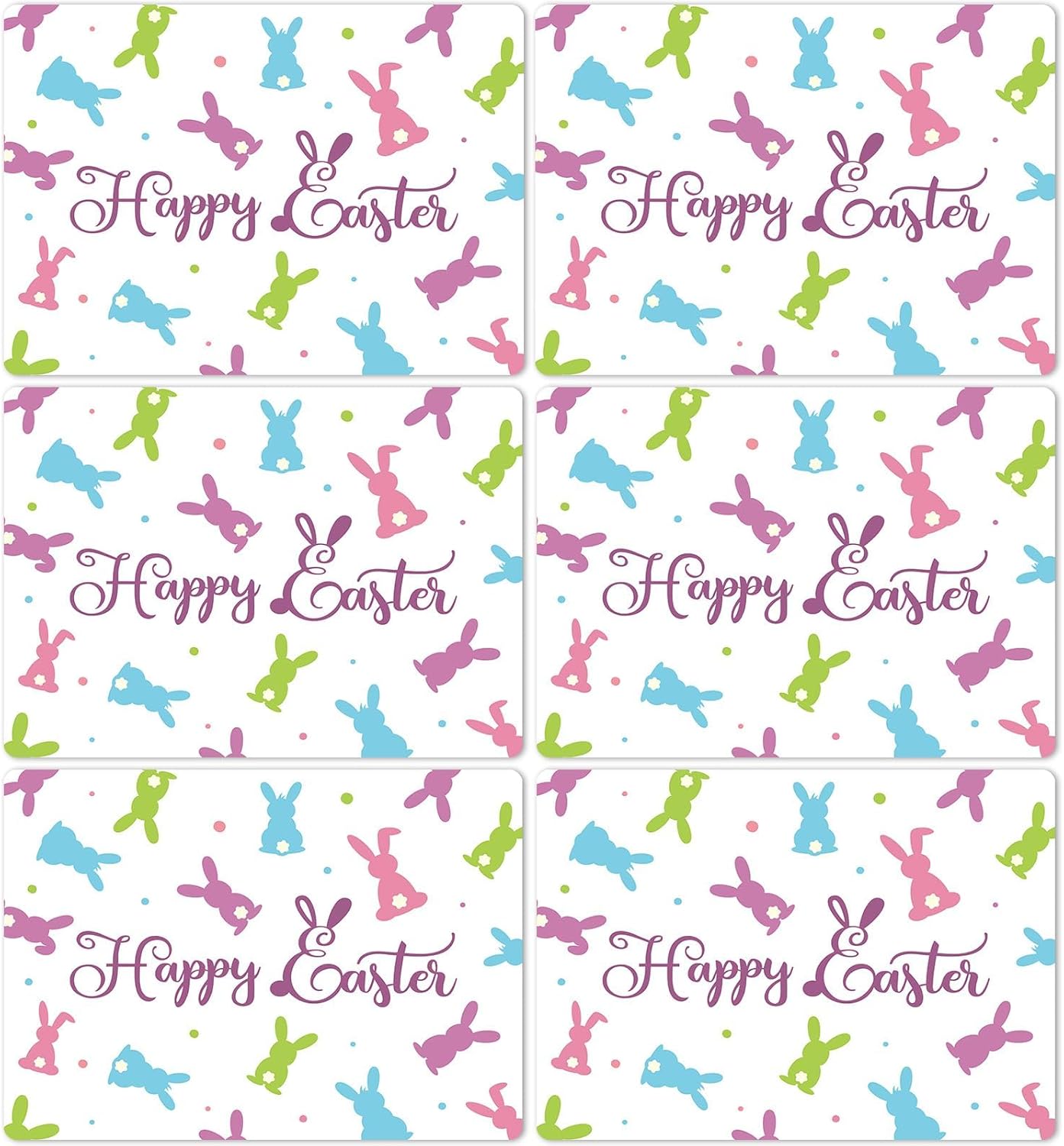Easter Placemats Set of 6 Easter Rabbit Eggs Plastic Table Mats Easter Bunny Rabbit Place Mats Rustic Vintage Spring Seasonal Table Decoration for Indoor Outdoor Party Kitchen Dining Table