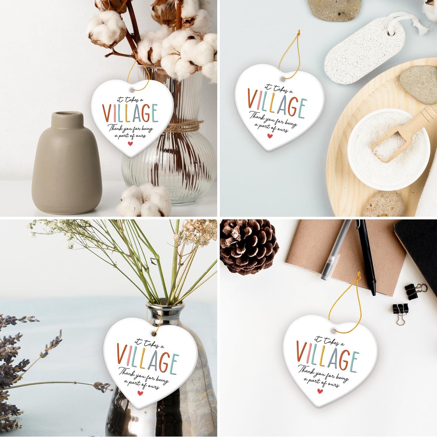 HEXMOZ Thank You Gifts for Women Men - Teacher Appreciation Gifts - Nurses Week Gift - Appreciation Gift for Teacher Nurse Coworker Employee Daycare Provider Nanny Babysitter - Xmas Heart Ornament