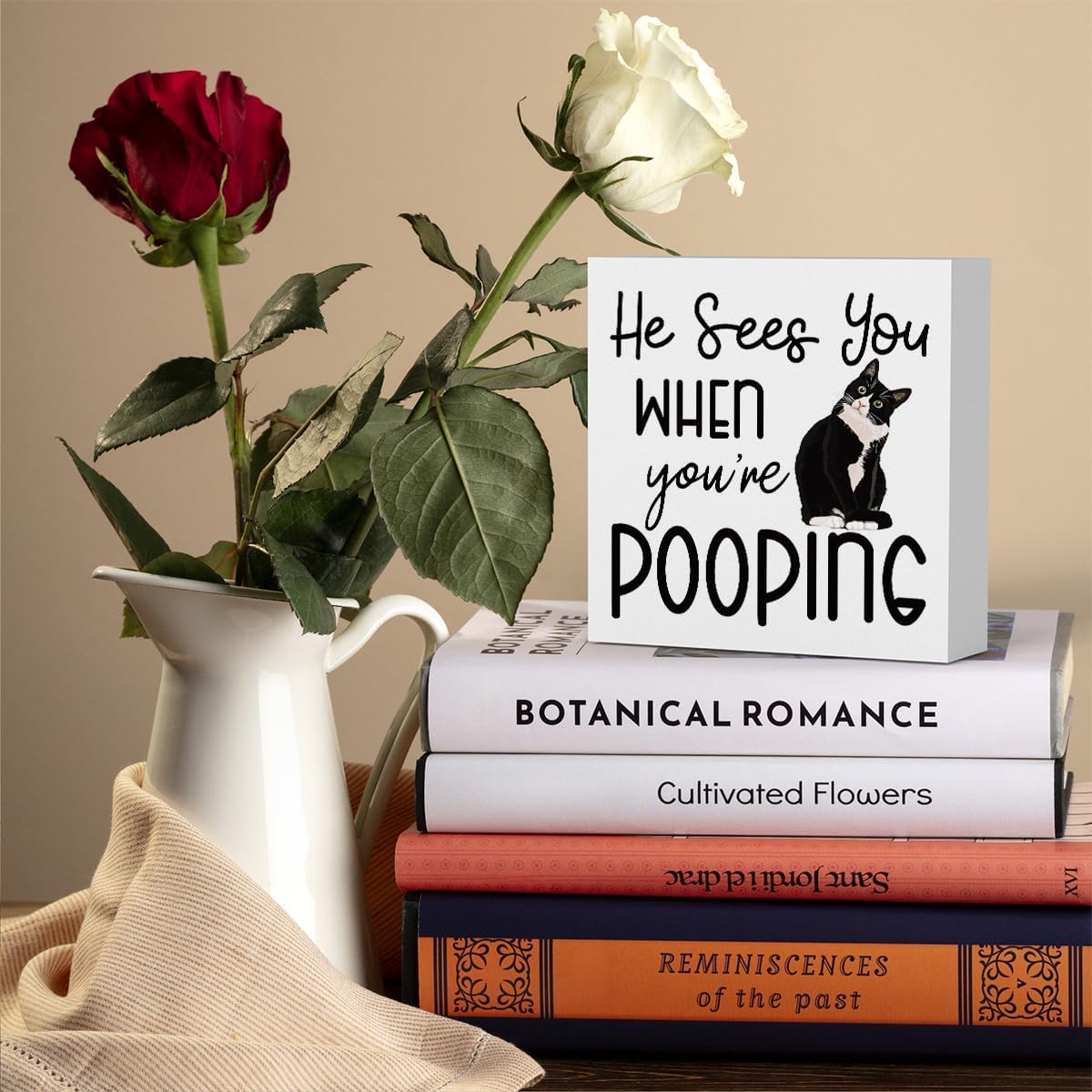 Funny Bathroom Decor Are You Pooping Cat Sign Funny Bathroom Toilet Table Decoration Funny Cat Gifts Bathroom Wall Decor Cat Gifts for Women Gifts for Cat Lovers, Bathroom Wooden Box Sign Decor