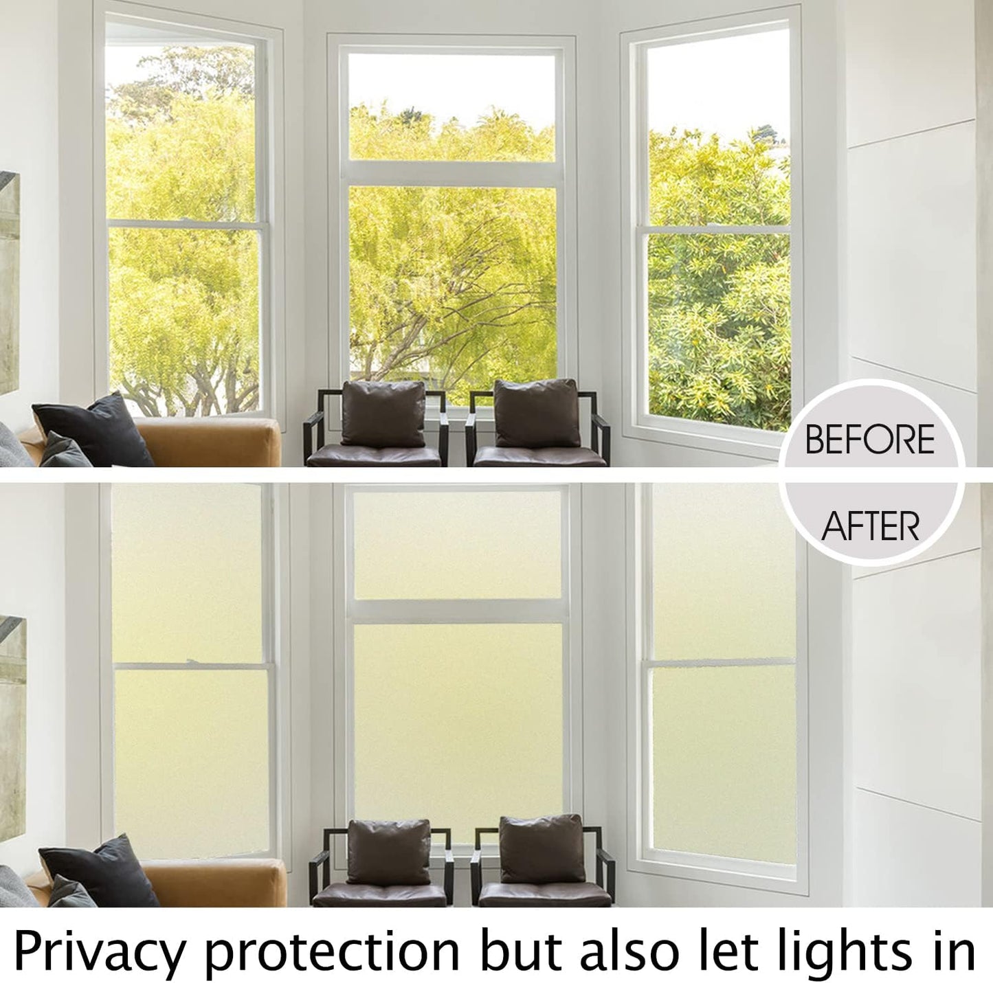 HIDBEA Frosted Window Privacy Film Heat Control UV Blocking, Static Cling Non-Adhesive Reusable Door coverings for Bathroom Home Office (Frosted 29.5 Inch x 13.1 Feet)