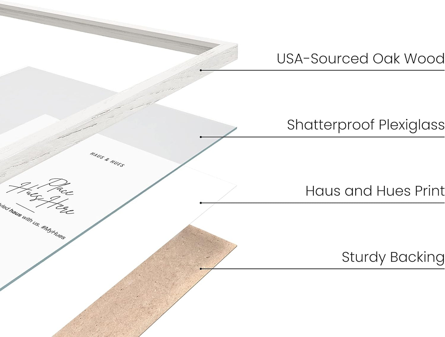 HAUS AND HUES White Oak 12x16 Inch White Picture Frames - Set of 6 White Frames Gallery Wall, White Picture Frames 12x16, White Gallery Wall Frame Set, White Picture Frames Pack (White Oak Frame)