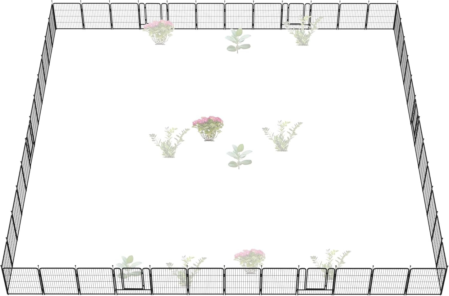 FXW Garden Fence Outdoor for The Yard – 32in(H) x 108.0ft(L) Heavy Duty Metal Animal Barrier for Dog and Rabbit, Decorative Dog Fence, 48 Panels, Black