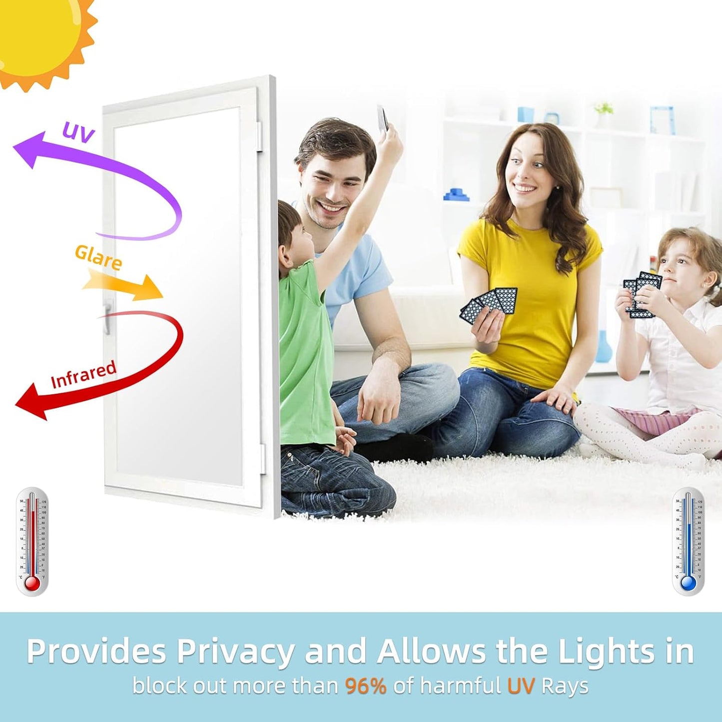 DUOFIRE Privacy Window Film Frosted Glass Film Matte White Static Cling Glass Film No Glue Anti-UV Window Sticker Non Adhesive for Privacy Office Meeting Room Bathroom Living Room DS001W 47.2x157.4in