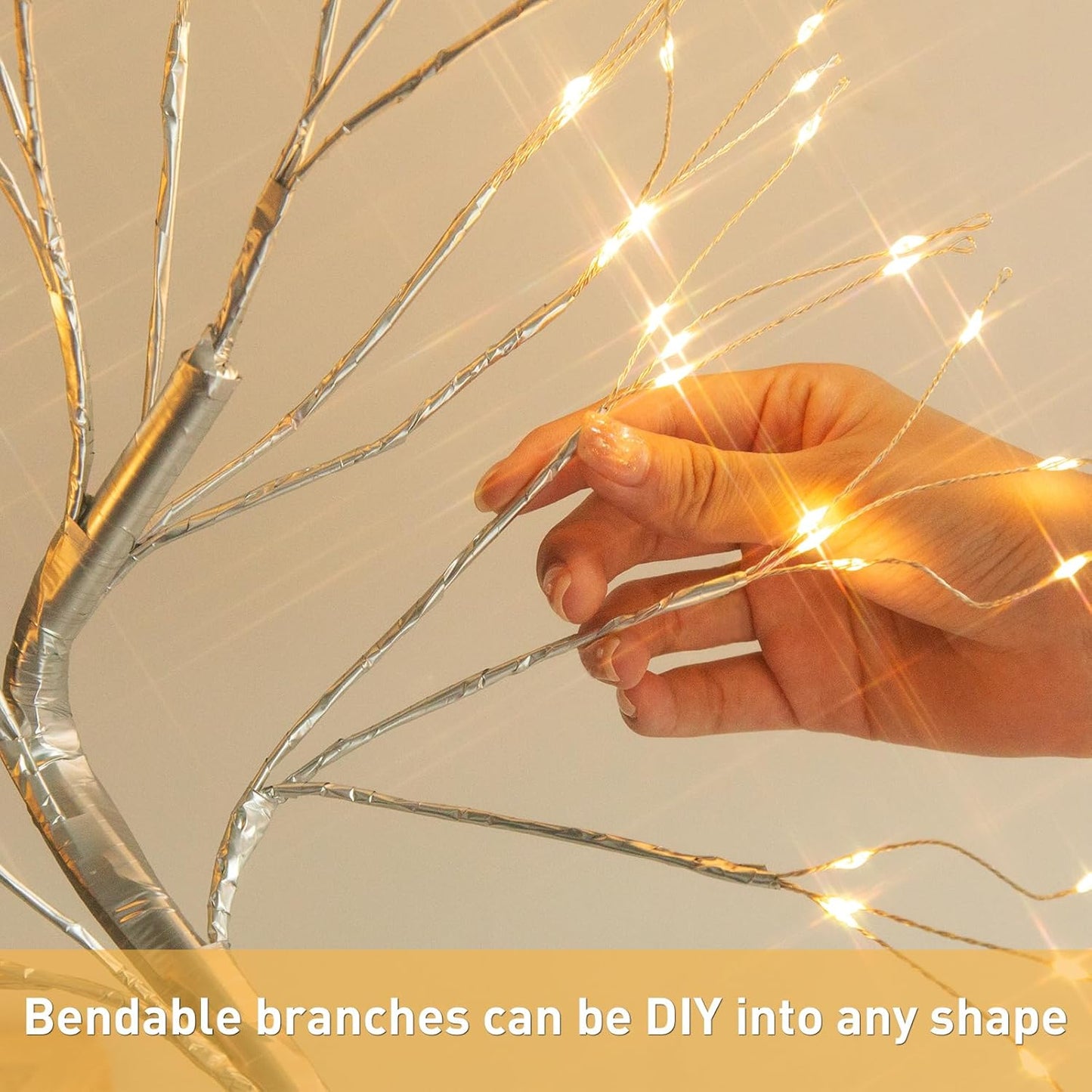 EAMBRITE Fairy Light Spirit Tree, 108 Led Lighted Birch Tree, 8 Modes Lighted Trees for Decoration Inside, USB & Battery Christmas Tree for Home Bedroom Desktop Indoor Xmas Decorations (Sliver)