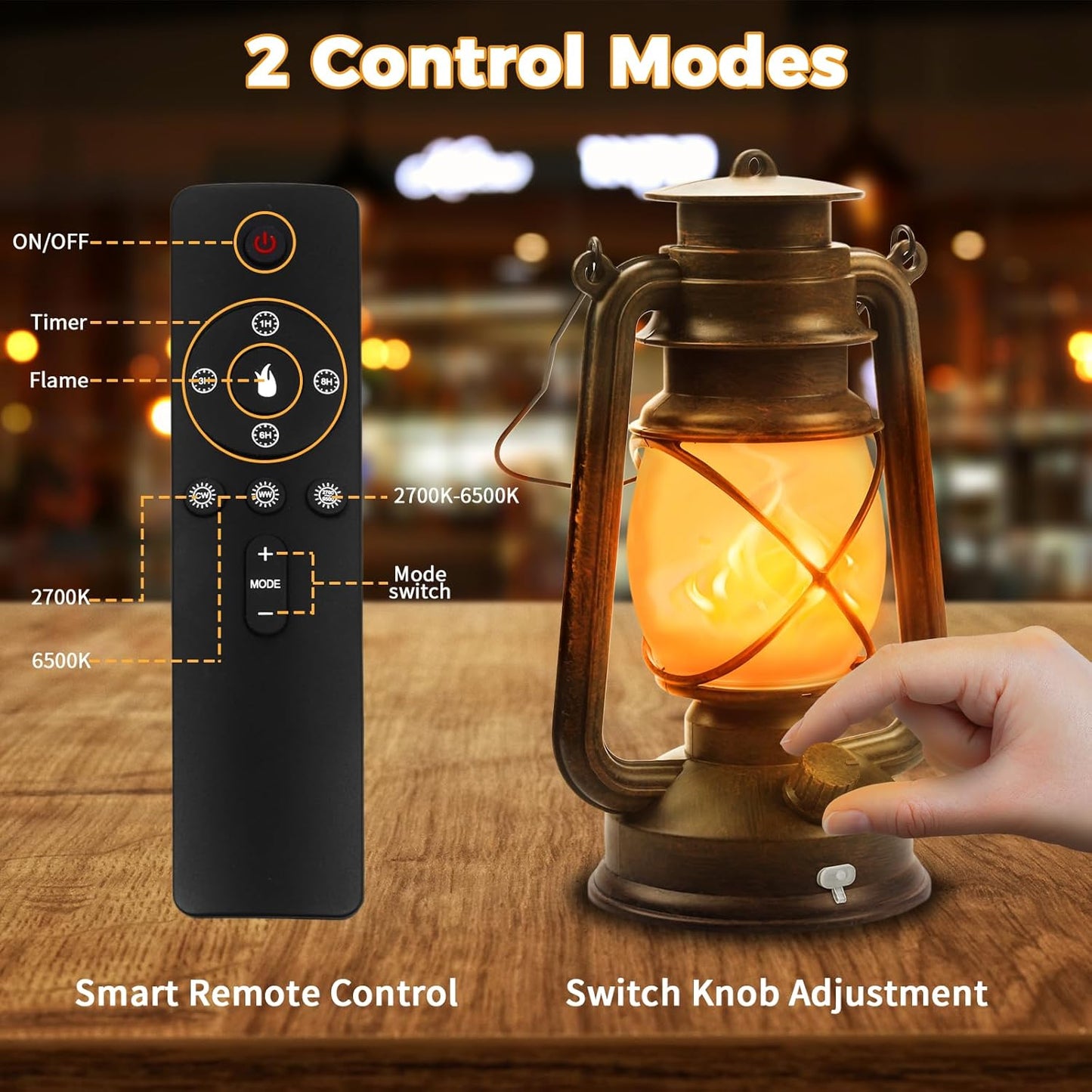 2 Pack Bronze Vintage 4 Modes Light LED Lanterns，Rechargeable Dancing Flame Lanterns Decorative Outdoor&Indoor, Remote Control Waterproof Hanging Lights for Camping,Patio Garden Pathway