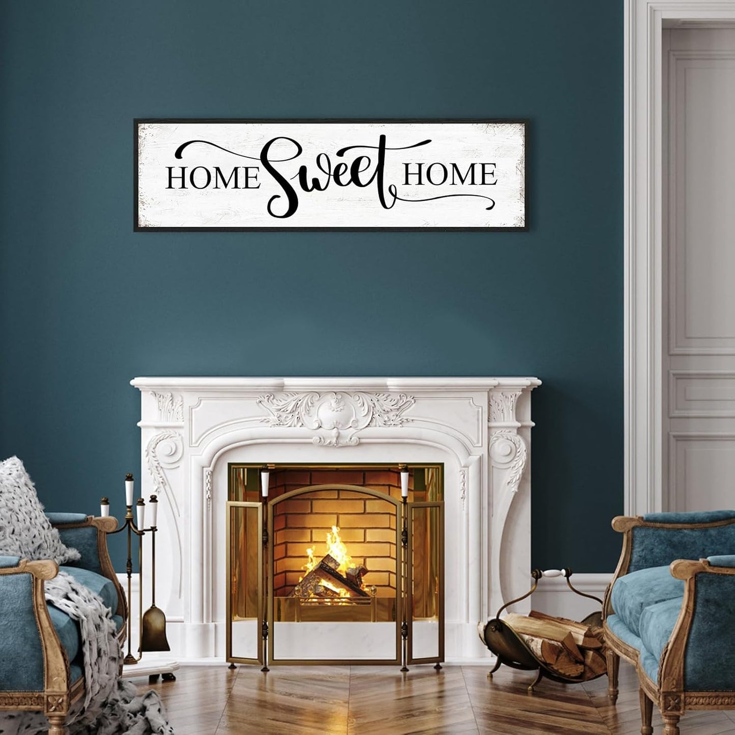 HLJ ART Home Sweet Home Wall Decor Above Bed 16"x48" Framed Large Bedroom Signs Decor for Master Family Room Living Room Dining Room,Modern Farmhouse Ructic Home Sign Behind Couch Wall Decor