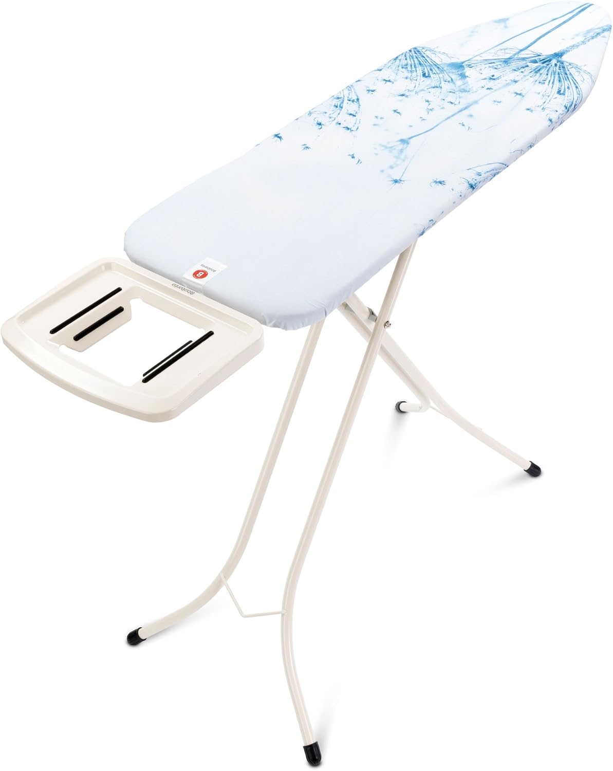 Brabantia Size B Ironing Board (49x15 in) 7 Height Options, Solid Steam Iron Rest Holder (Cotton Flower) Non-Slip Feet, Anti-Collapse Child Locks