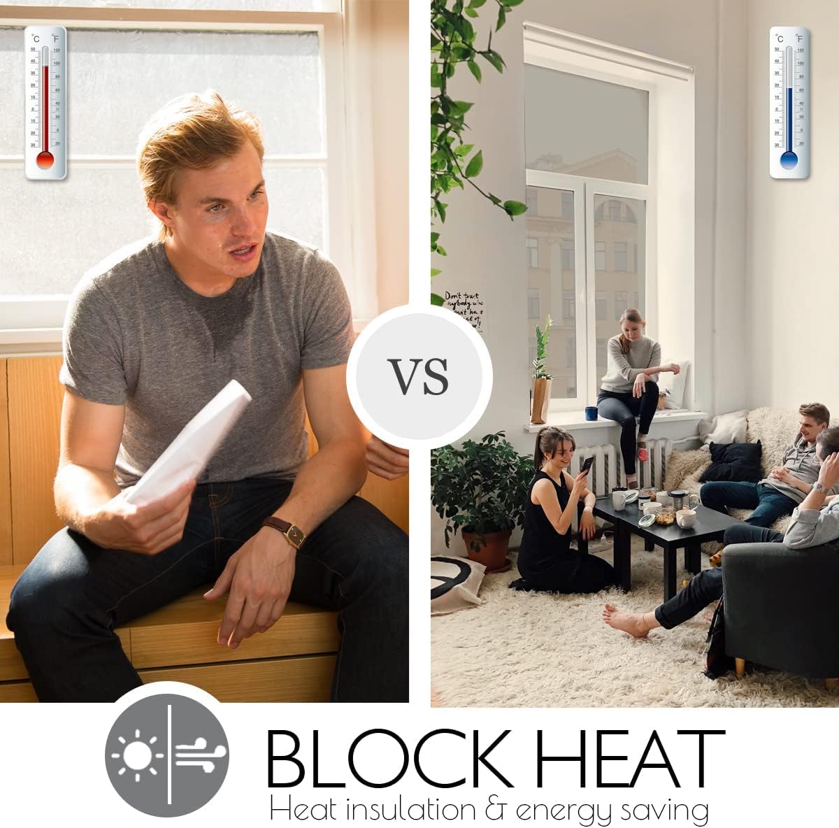 HIDBEA One Way Privacy Window Film, Daytime Mirror Reflective Heat Control UV Sun Blocking Non-Adhesive Static Cling Window Tint for Home and Office(Black-Silver, 55.1 Inch x 6.5 Feet)