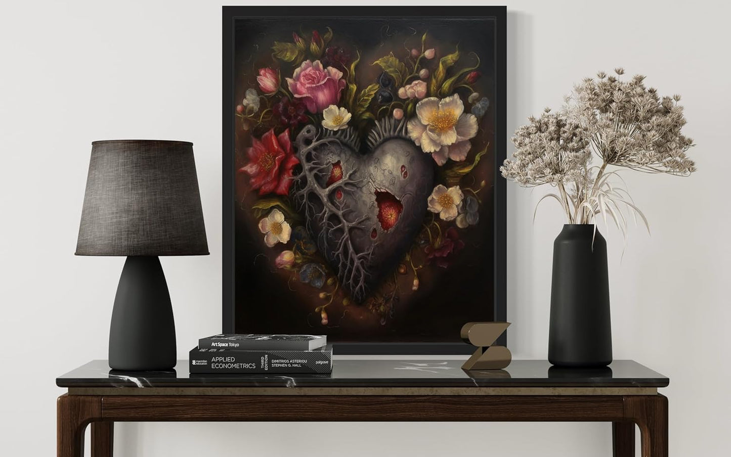 Gothic Heart Poster Art Print, Halloween Scary Vintage Wall Art Academia Spooky Painting Decoration for Horror Prints, Posters Bedroom Decor 89 (Gothic Heart, 16 x 20 inches, Unframed)