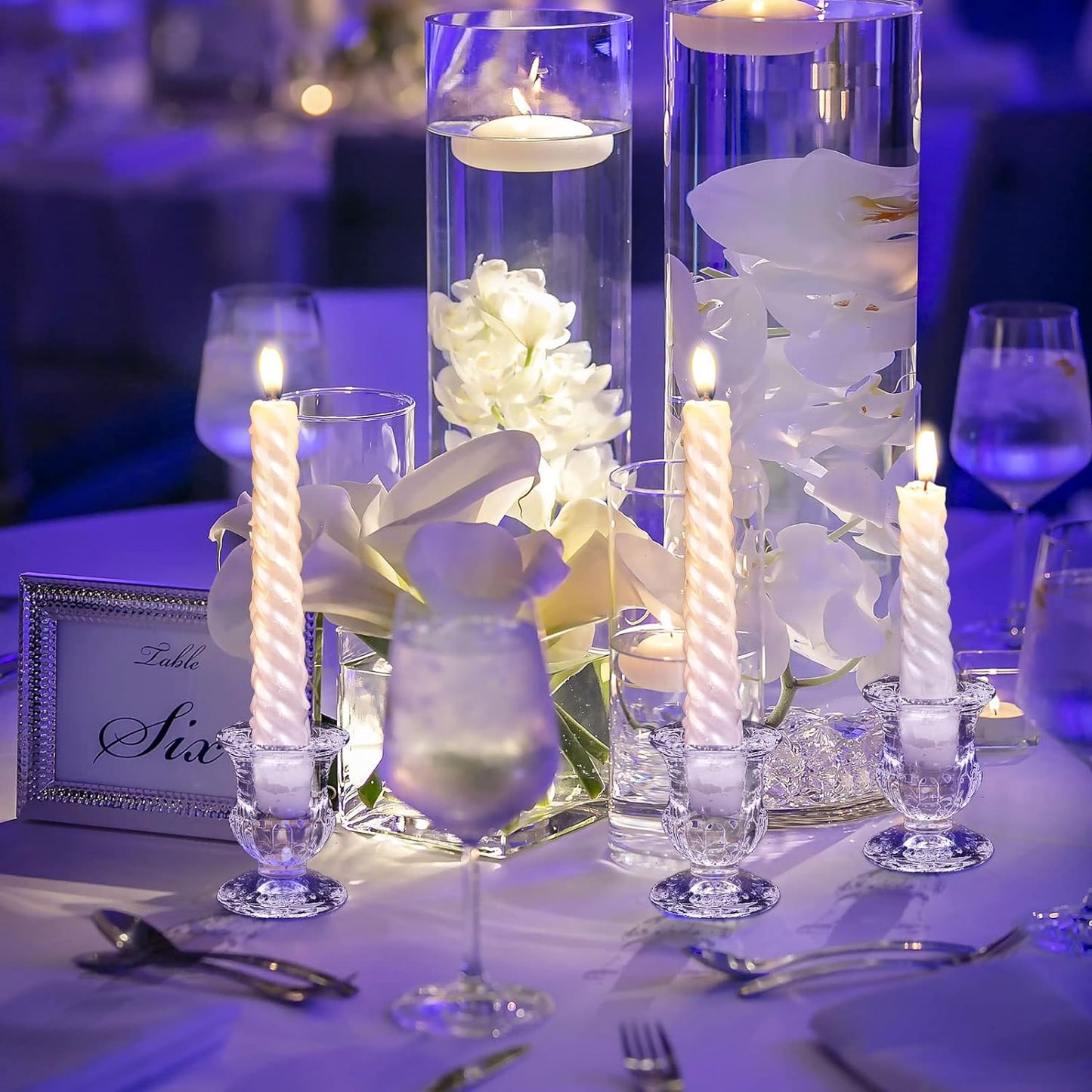 Foaincore 48 Pcs Glass Candlestick Holders Bulk 2.5 Inch Taper Candle Holders Small Ritual Candle Stand Table Centerpieces for Wedding Christmas Valentine's Festival Party Dining Decorations