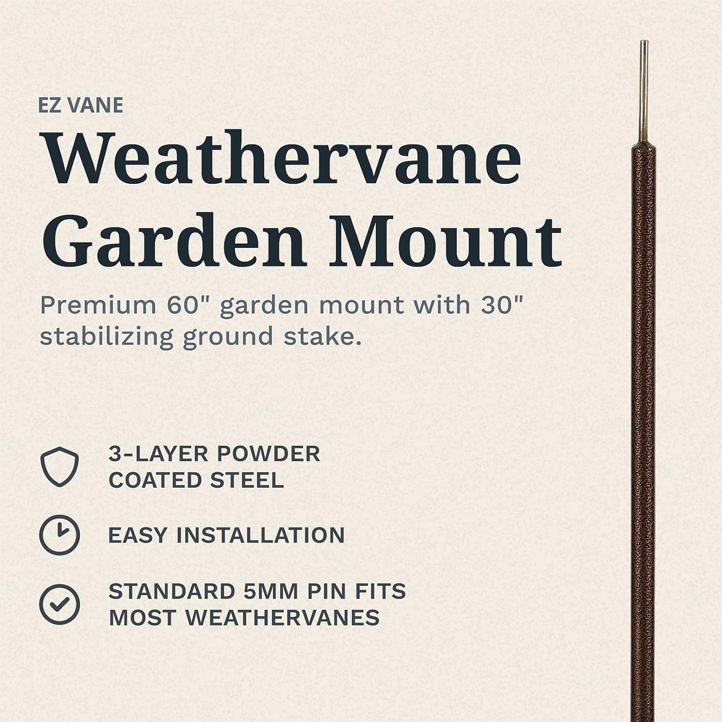 EZ Vane Steel Birdhouse Weathervane 80” Height, Includes Metal Garden Mount, Wind Cups & Brackets | Hand-Crafted and Family-Owned, Made in The USA with Triple Powder Coating, Limited