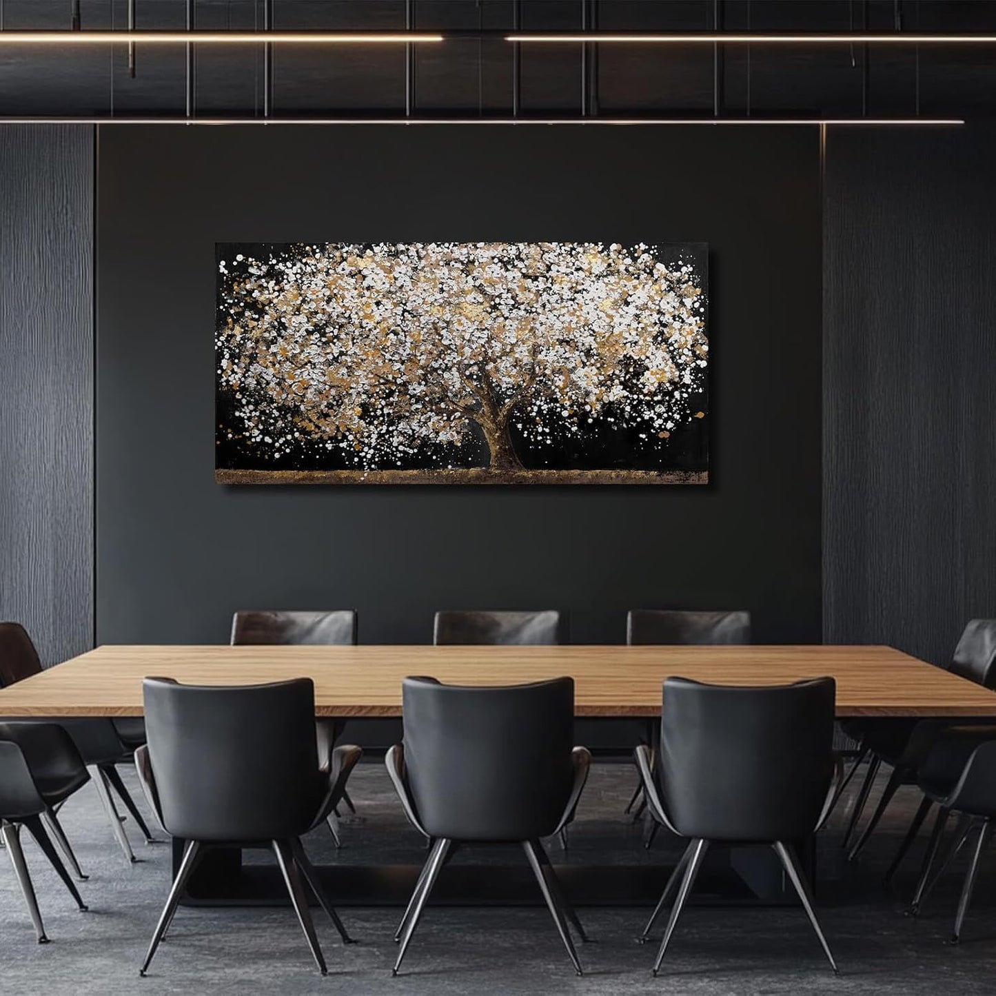 Gold Wall Decor Black Art Tree Wall Art for Living Room Canvas Painting Canvas Pistures Framed Modern Artwork for Home Kitchen 24"x48"