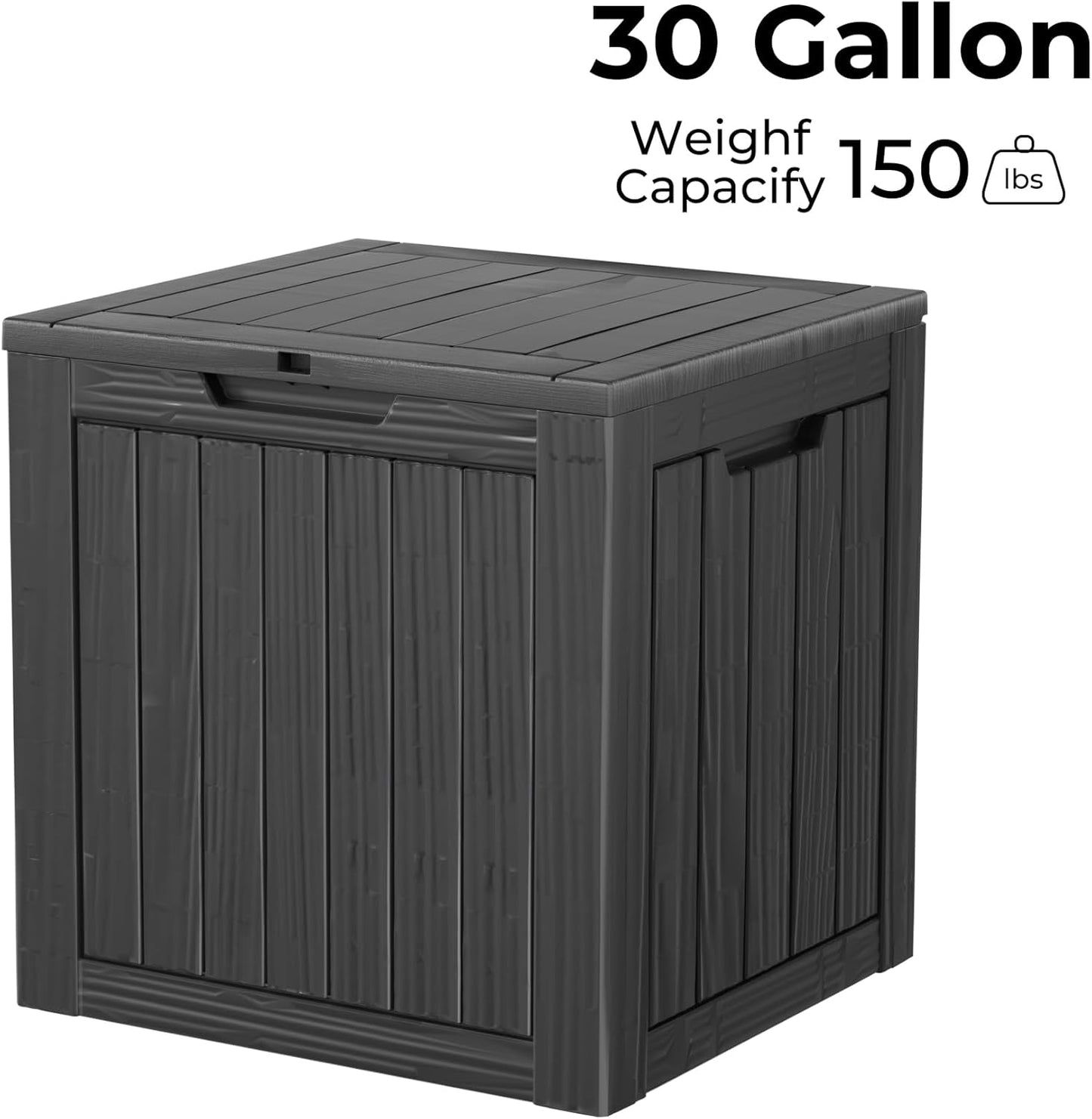 30 Gallon Double-Wall Resin Deck Box - Lockable Waterproof Outdoor Storage Box, 151lbs Capacity & Doubles as Seating for Patio Furniture - Garden Tools, Pool Accessories (Black)
