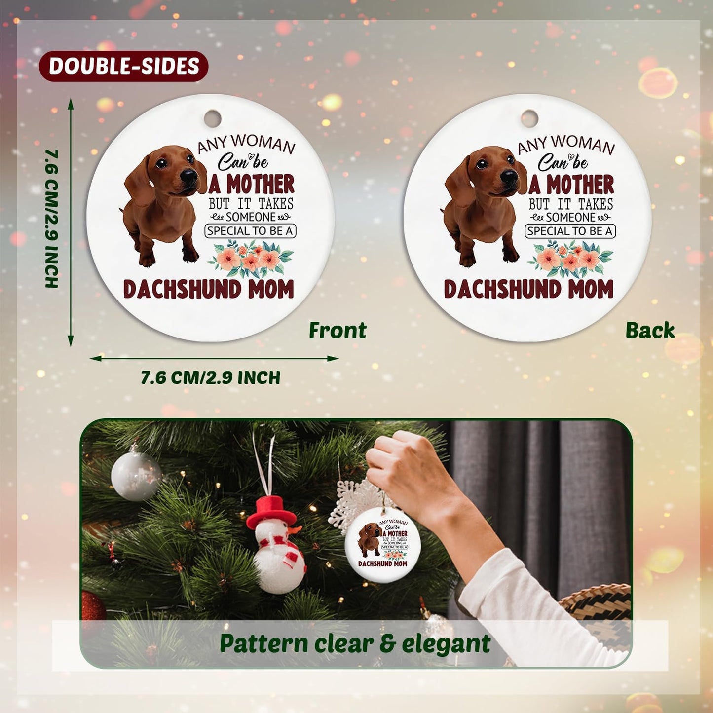 Dachshund Ornaments, Dachshund Ornaments for Christmas Tree, Dachshund Gifts, Dachshund Gifts for Women, Weiner Dog Gifts, Dachshund Mom Ceramic Ornaments, Dachshund Decorative Hanging Ornament