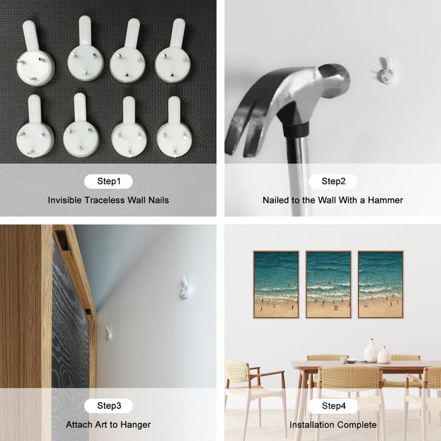 HLNIUC Summer Beach Canvas Wall Art,Modern Minimalist Coastal Landscape Wall Decor Set of 3(16”x24”) Blue Abstract Ocean Wall Painting, Summer Swimming in the Sea Art Print for Living Room,Bathroom