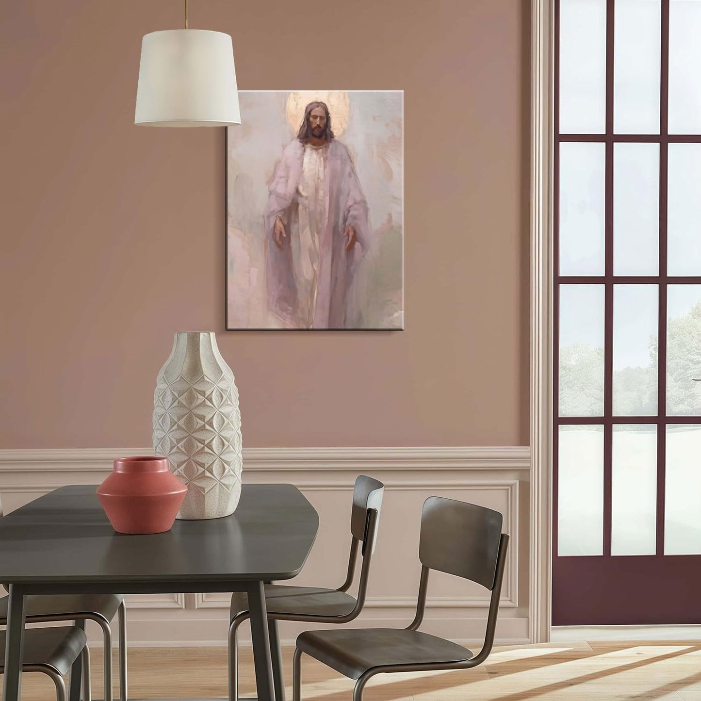 Framed Jesus Christ Christian Wall Art Decor Canvas Print Wall Painting Canvas Poster Picture Faith Religious Artwork for Living Room Bedroom Church Gallery Decor 12x16 Inch Ready to Hang