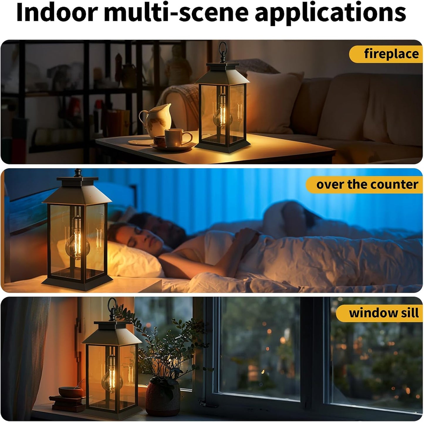 2 Pack Hanging Solar Lanterns Glass Solar Lights Outdoor Waterproof Upgraded Solar and 2 AA Batteries Powered, for Outside Porch, Patio and Indoor Tables, Mantelpiece