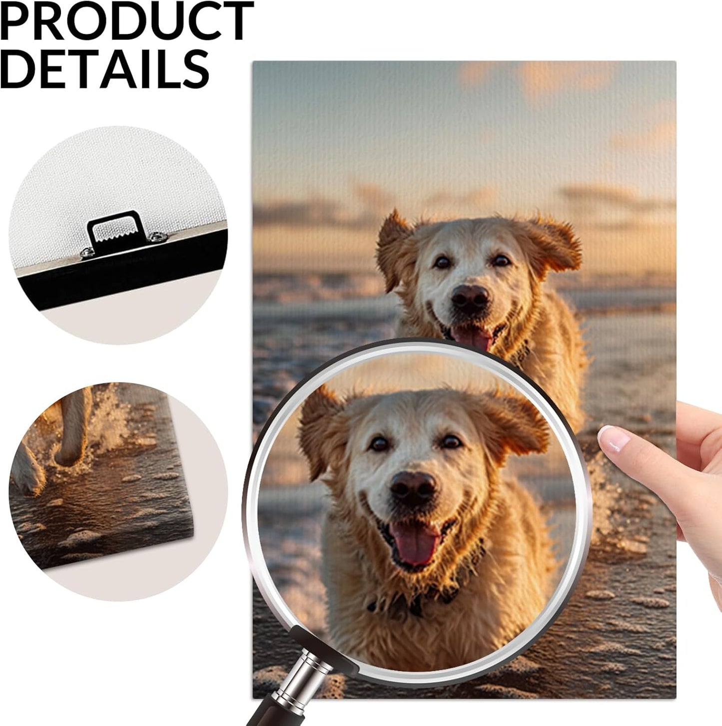 Custom Canvas Wall Art with Photo, Personalized Portrait Frame with Wedding Baby Pet Family Picture, Custom Poster for Living Room Wall, Personalized Picture Gifts for Anniversary Multiple Sizes