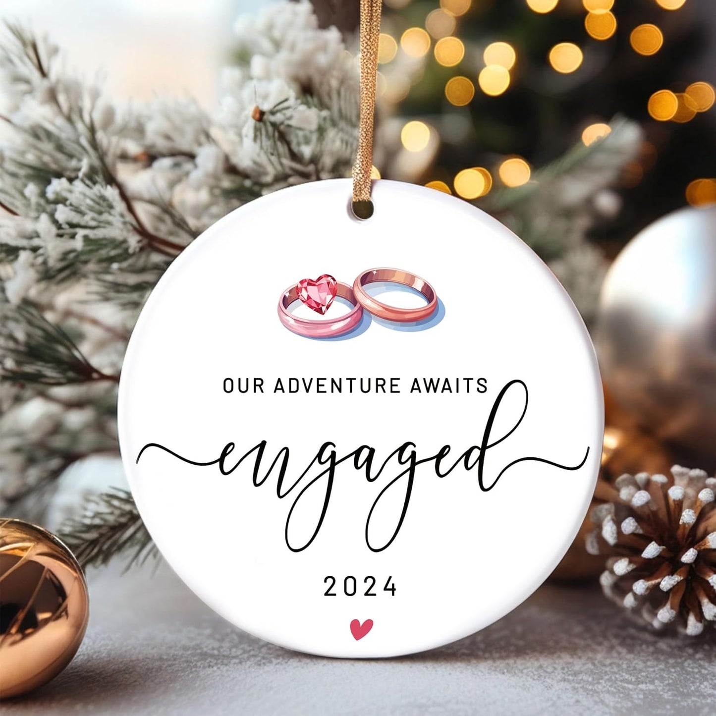 Engagement Christmas Ornament for Newly Engaged - Just Engaged Gift for Bride to Be by [Brand]
