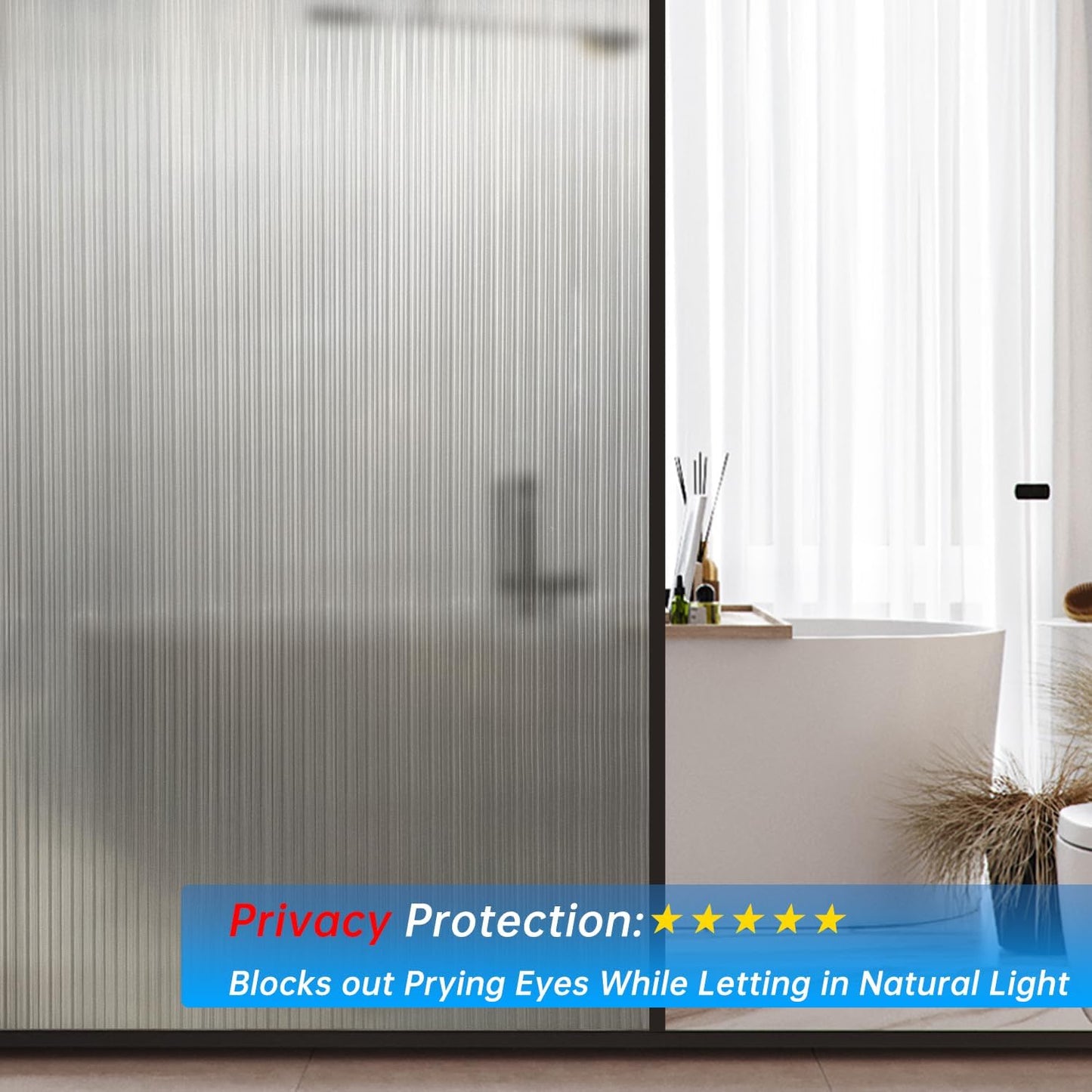 Frosted Glass Window Privacy Film Decorative, Bathroom Privacy Film for Glass Windows Cover, Static Cling, Removable, Reusable, Anti-UV, Anti-Glare, Heat Blocking,Changhong,17.5X78.7Inch