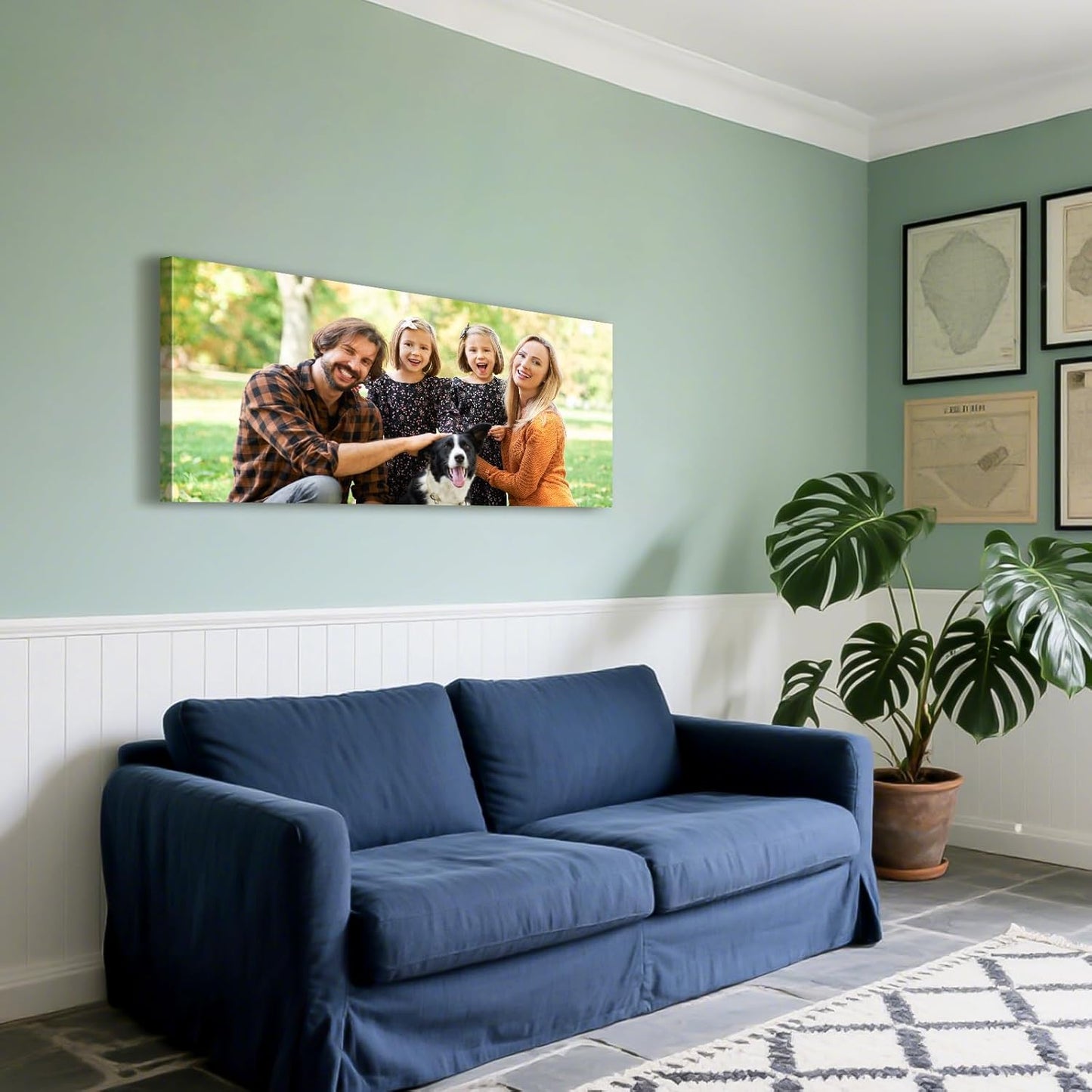 Custom Canvas Prints with Your Photos - Personalized Pictures Print, Customized Photo Gifts, Wall Art Poster Canvas Printing for Wedding, Family, Baby, Pets, Home Office Decor, Wrapped Frame 48x24