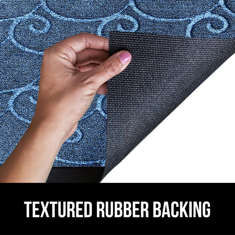 GORILLA GRIP 100% Waterproof All-Season WeatherMax Doormat, 72x24, US Designed Natural Rubber, Stain and Fade Resistant, Low Profile Indoor Outdoor Door Mats, Easy Clean Patio Mat, Ocean Blue Waves