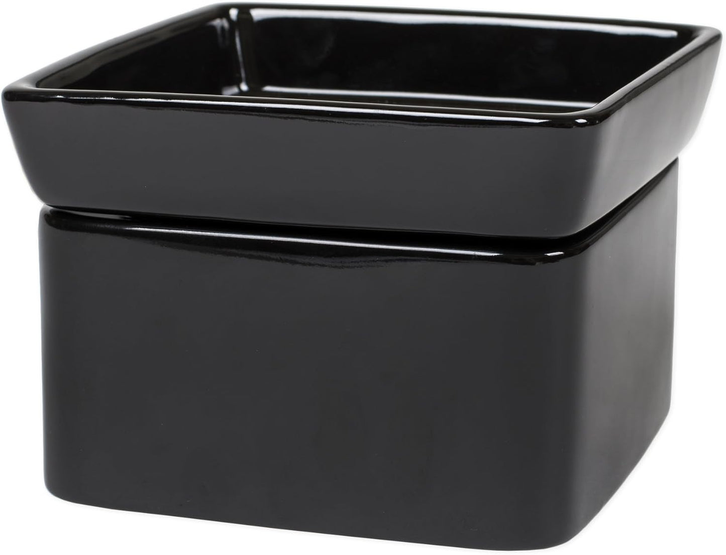 Elanze Designs Black Candle Warmer Black Stoneware Electric 2-in-1 Jar Candle and Wax Tart Oil Warmer