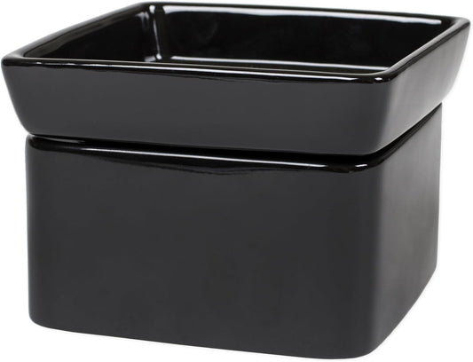 Elanze Designs Black Candle Warmer Black Stoneware Electric 2-in-1 Jar Candle and Wax Tart Oil Warmer