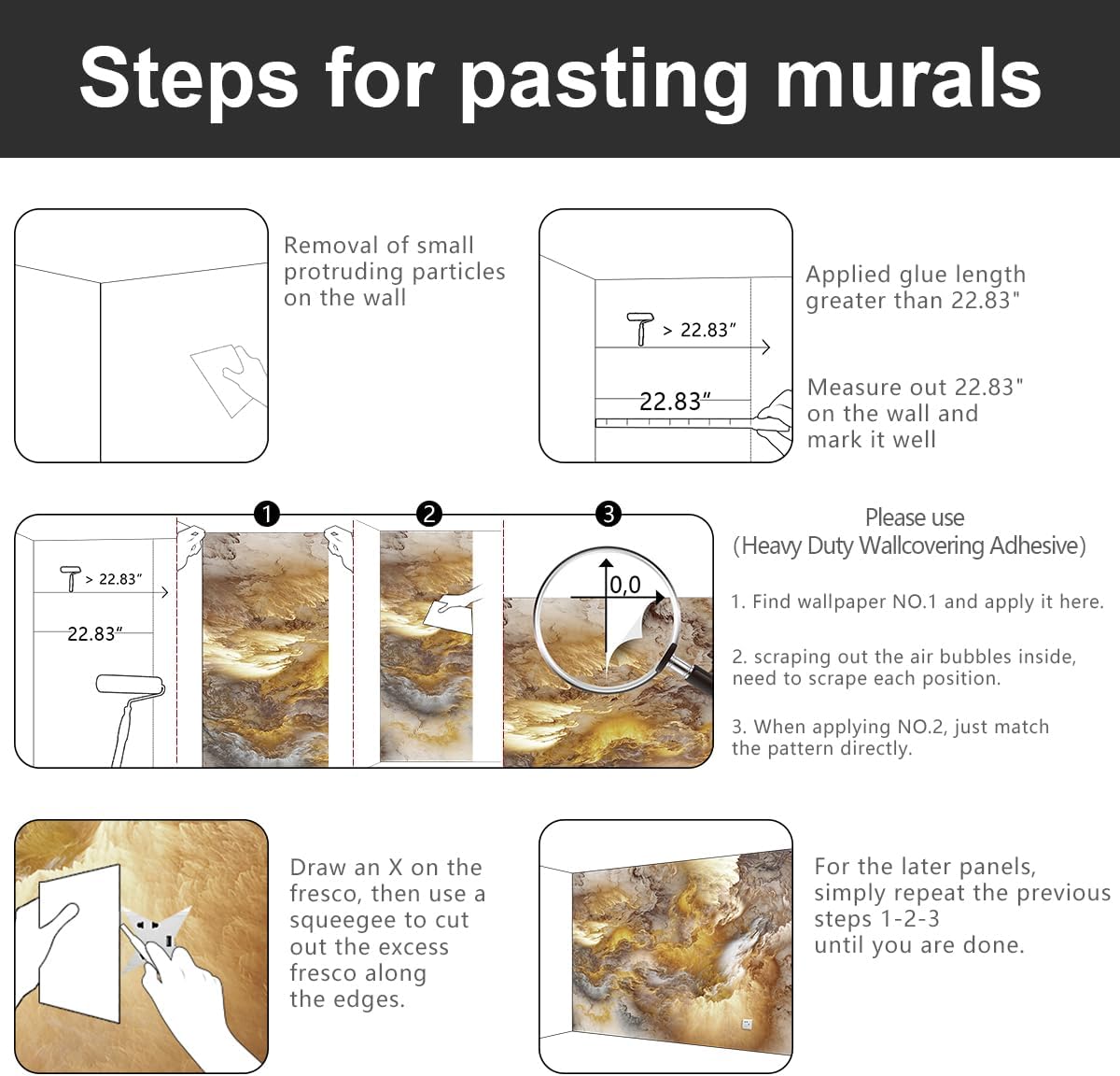 -Golden Clouds Ceiling Fabric Wallpaper Living Room Bedroom Bathroom Modern Boys Girls Kids Room Abstract Large Mural- 137"x96"（ not Peel and Stick）