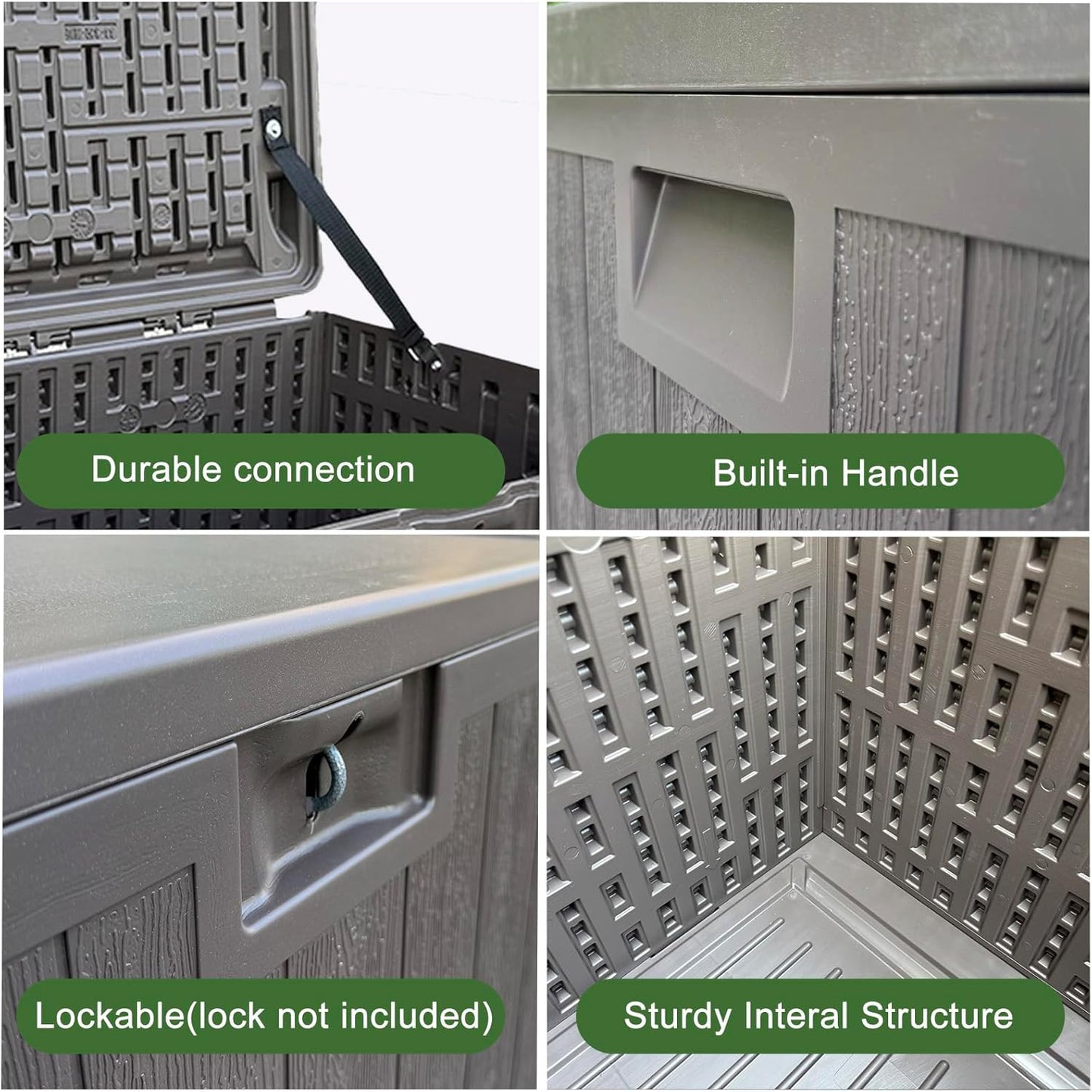 33 Gallon Small Storage Box with Lid,Waterproof Indoor Outdoor Storage Container for Package Delivery,Patio Cushions, Gardening Tools, Pool Accessories, Lockable Resin Deck Box with handle