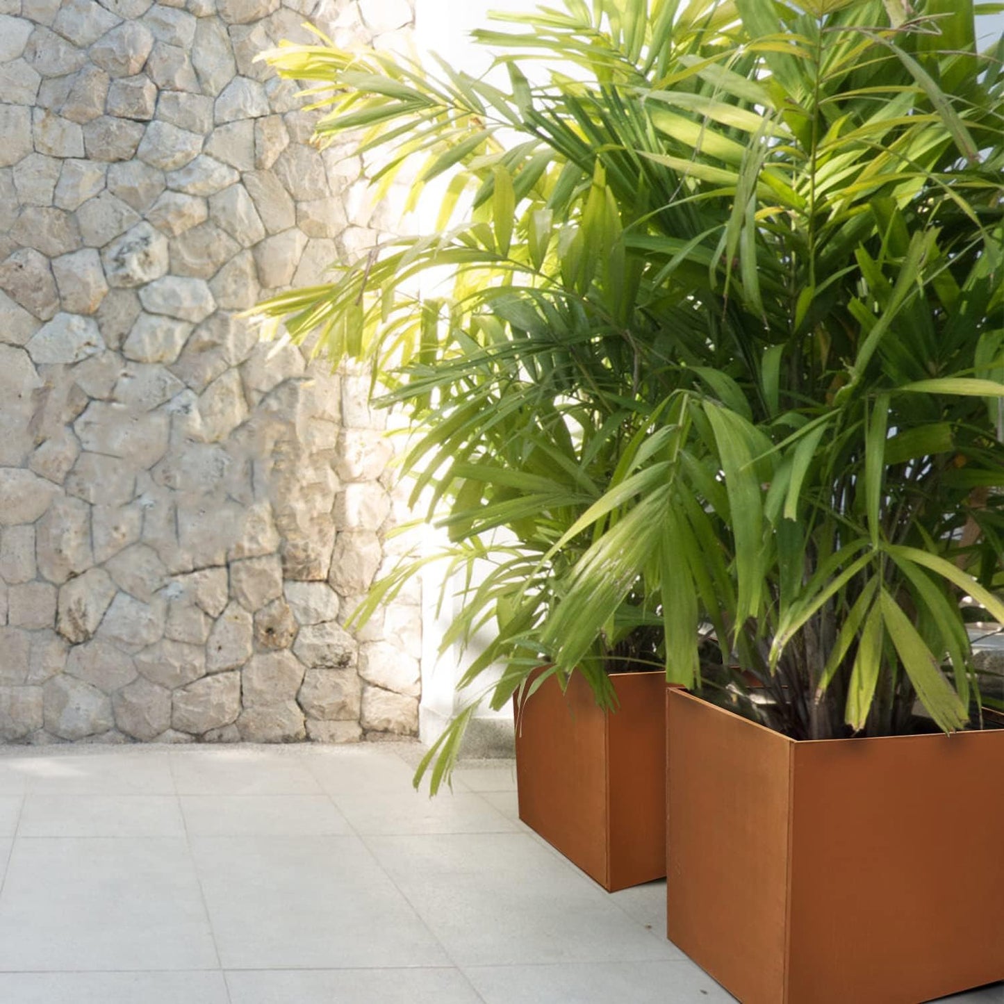 Corten Steel Planter Box Outdoor Planter Metal Square Large Steel Flower Pot Rustic Cube Patina Tall Plant 20 Inch Durable Antique for Commercial Residential Patio Deck Yard Garden