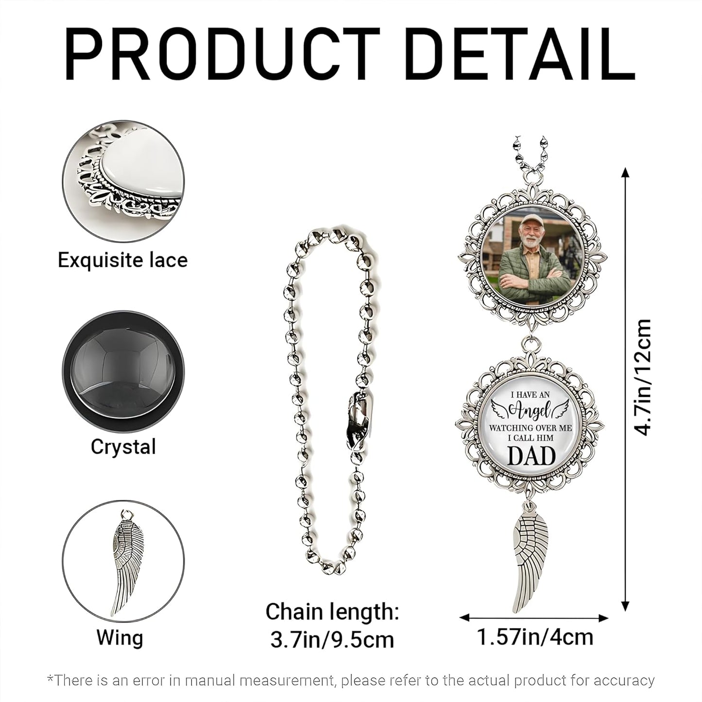 2025 Personalized Memorial Metal Alloy Car Hanging Ornament - Christmas, Birthday, for Loss of Loved One - Custom Photo in Loving Memory Keepsake Decoration