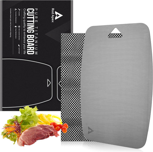 100% Pure Titanium Cutting Board, Non-Toxic Chopping Board For Kitchen, Rubber Mat, Double-Sided Pure Titanium Cutting Board for Kitchen (14"x10").