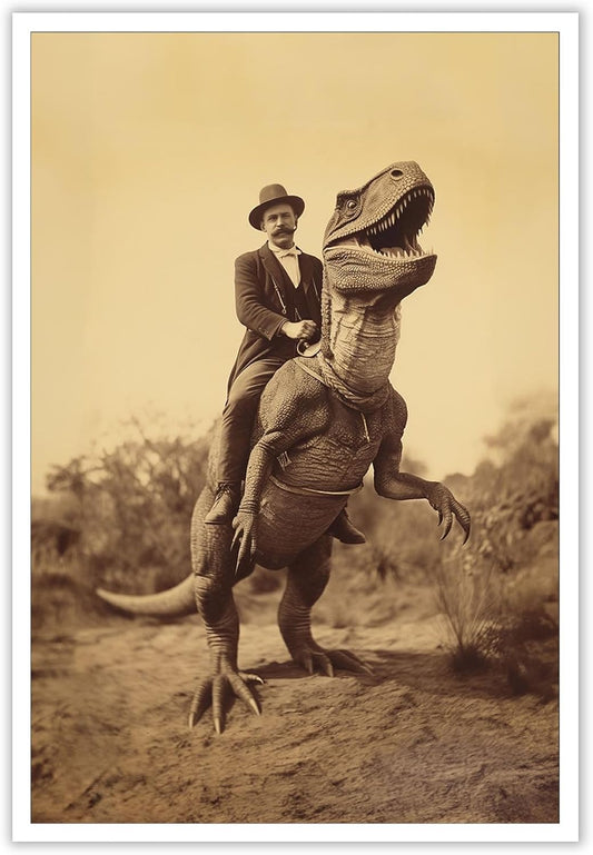 Generic Goth Decor Antiqued Wicca Art Poster Dark Academy Dinosaur And Cowboy Canvas Wall Art Horror Posters Spooky Indoor Art Family Bedroom Office Space Decor 16X24inch Unframed