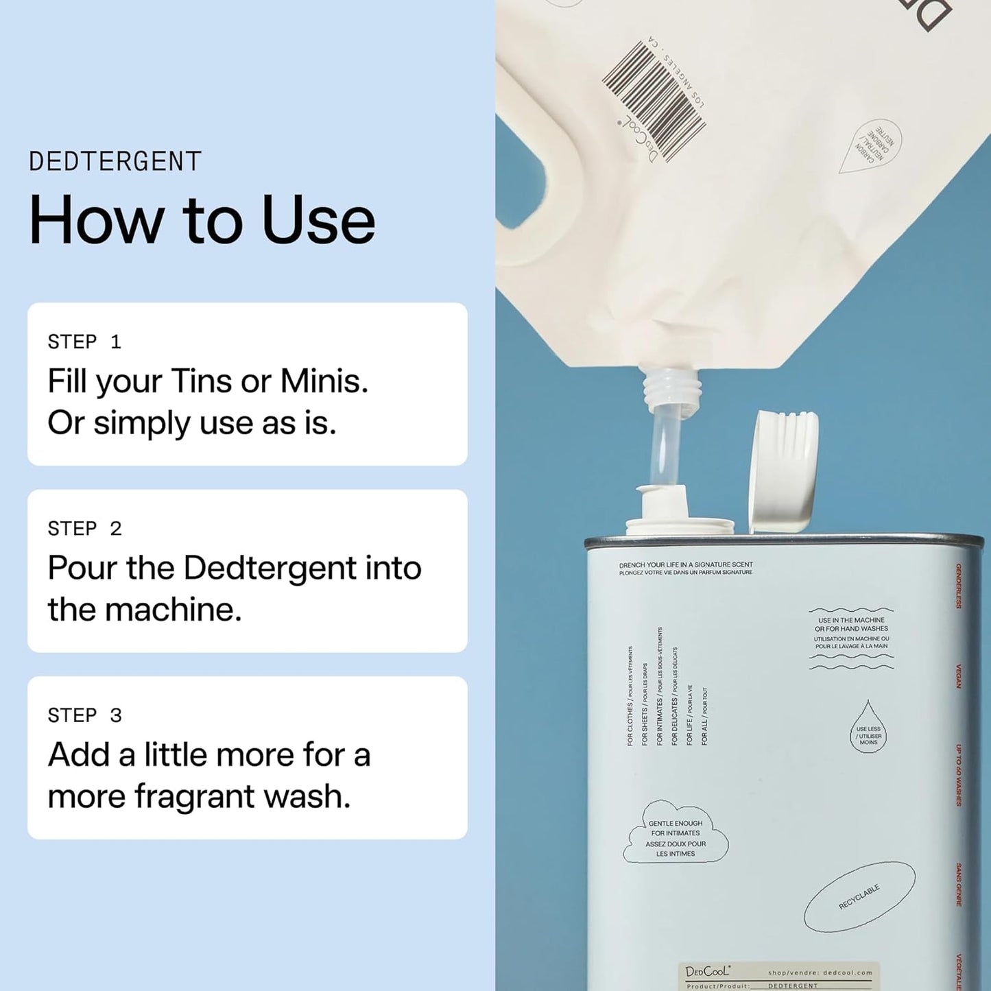 DedCool Liquid Laundry Dedtergent (Red Dakota Refill 64 oz) Luxurious Fragrance, Scented, Removes Stains, Ideal for 60 Washes, Infused with Essential Oils, Vegan, Non-Toxic, Cruelty & Dye Free