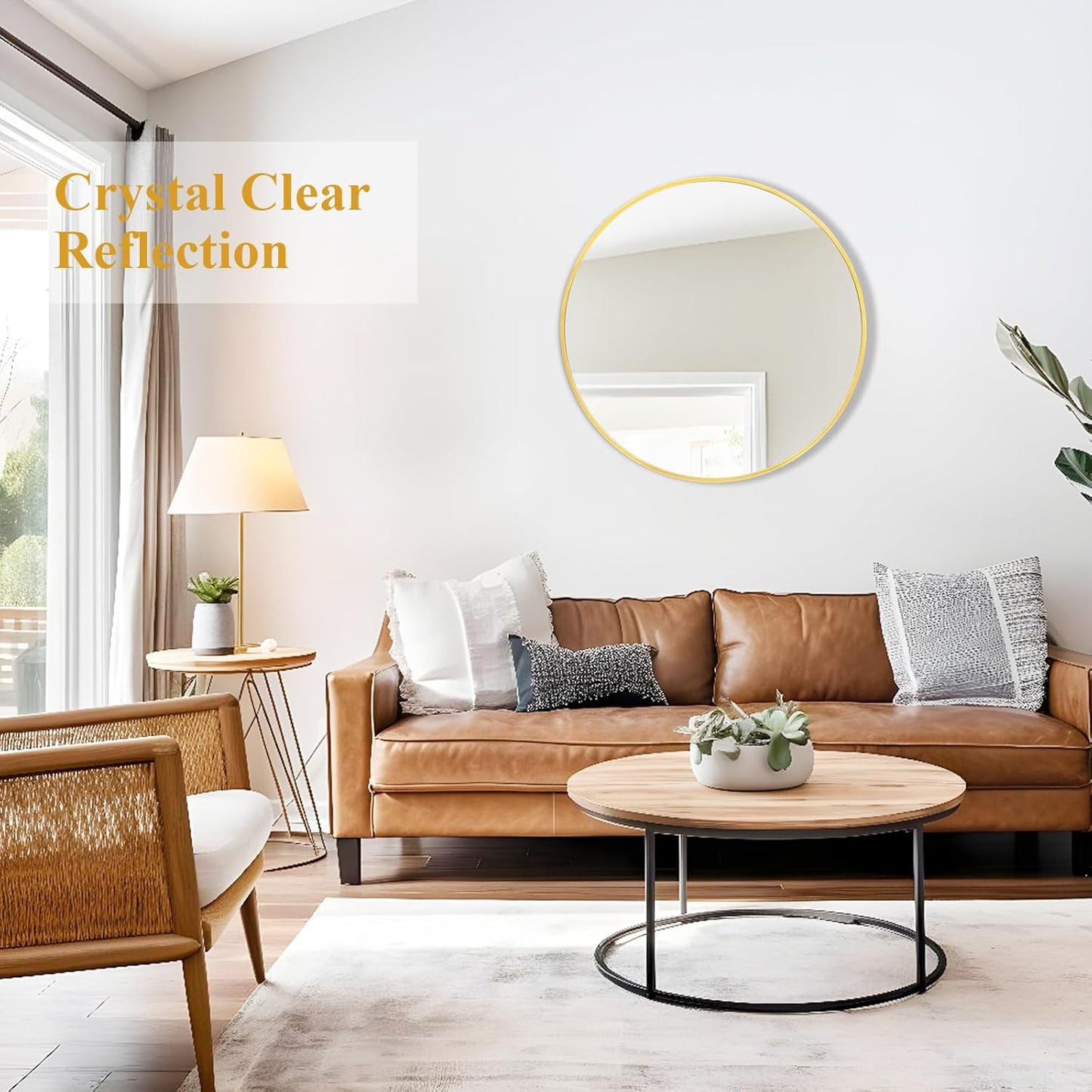 Fabuday Gold Circle Mirror for Bathroom - Small 18 Inch Round Mirror for Wall Decor with Golden Matte Frame, Living Room, Bedroom, Entryway Circular Mirrors