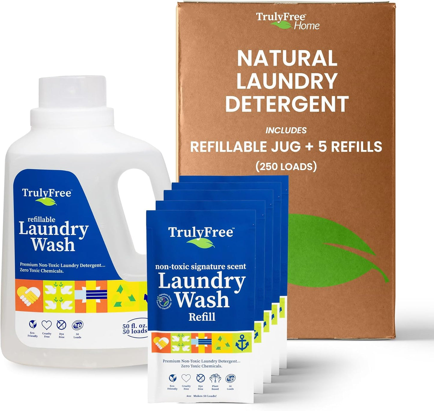 Laundry Detergent for Sensitive Skin | Gentle & Safe for Baby Clothes | Plant-Based | 5 Pack Refill Powder| Easy to Dissolve to Create a Liquid| Signature Scent (250 Loads)