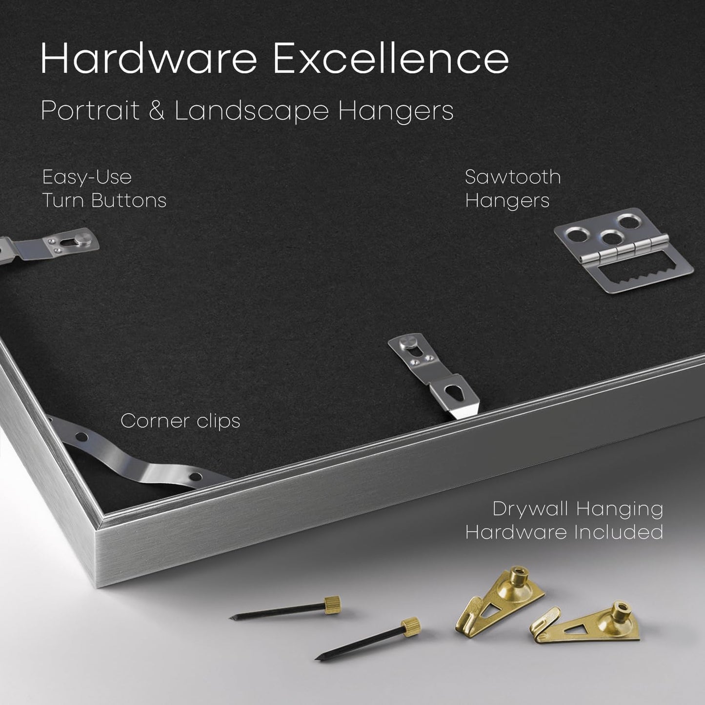 Homeforia 20x28 Picture Frame Silver, High End Metal 20 x 28 Poster Frame with Mat 14 x 22 for Photo, 20x28 Silver Frames Matted to 14x22 Print, 28x20 Hanging Frame, Tempered Glass, Wall Kit, Set of 1