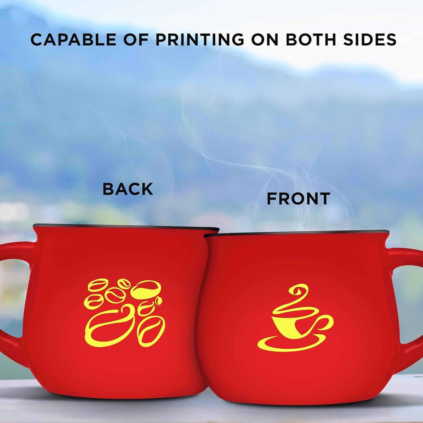 Custom Glazed Campfire Coffee Mugs 12 oz. Set of 50, Personalized Bulk Pack - Perfect for Coffee, Tea, Espresso, Hot Cocoa, Other Beverages - Red