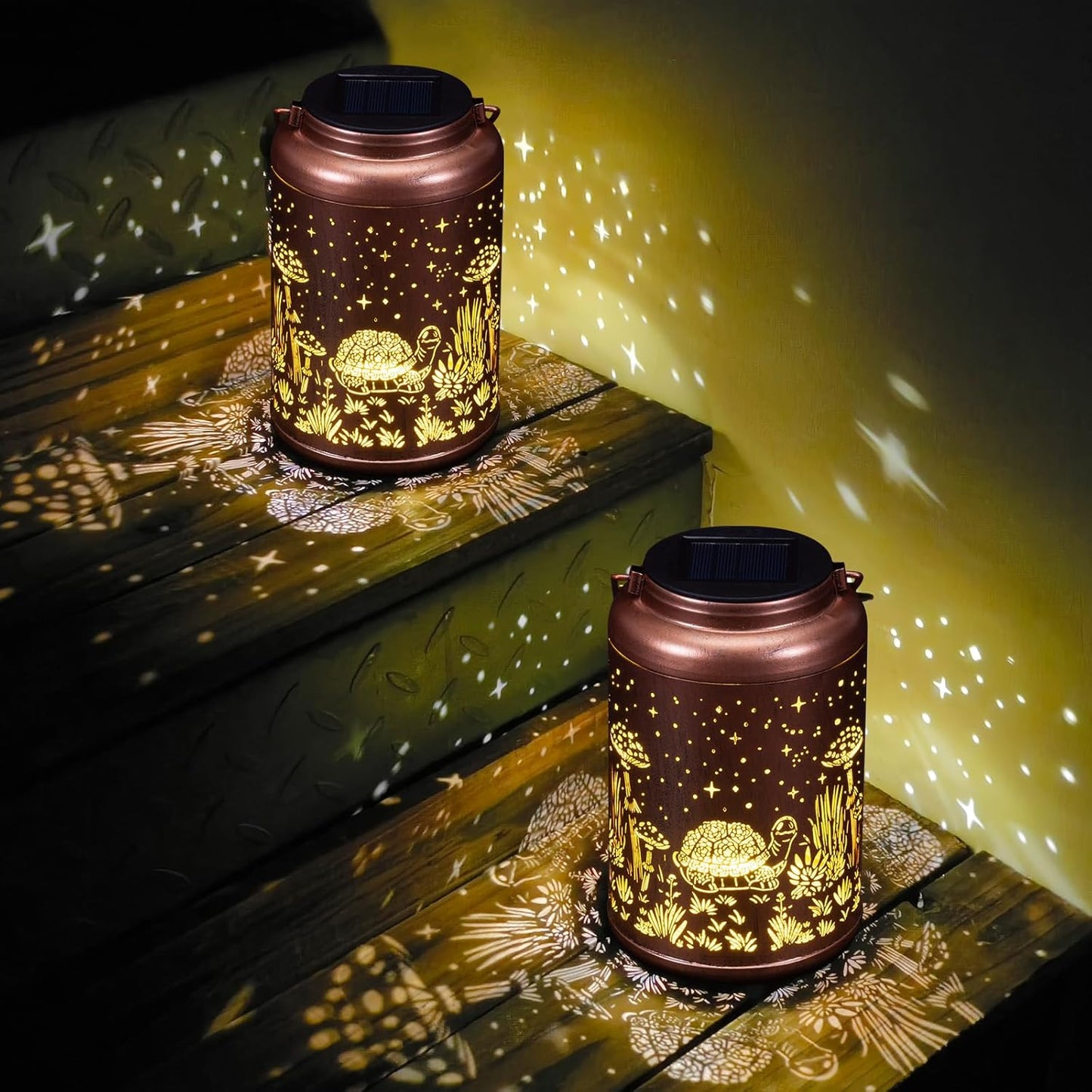 Fathers Day Gifts from Daughter 2 Pack Turtles Solar Lanterns Outdoor Waterproof - Birthday Gifts for Women Turtle Solar Lights Outdoor Garden Decor for Outside, Patio, Outdoor, Yard, Lawn, Balcony