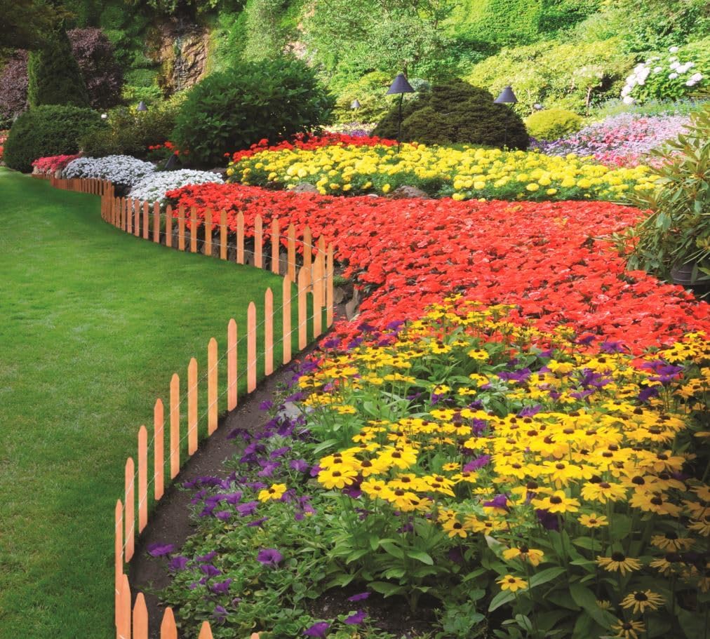 Greenes Fence Cedar Wood Garden Picket Fence 16" H x 8' L (2-Pack, 16' Total)