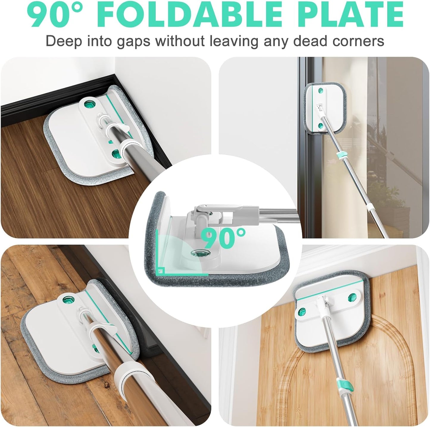 Upgraded Spin Mop and Bucket Self-Standing Mop Bucket Separate Dirty and Clean Water System Self Wringing 360° Rotating & 90° Foldabl Mops and Buckets for Floor Cleaning (Blue, 10Pads)