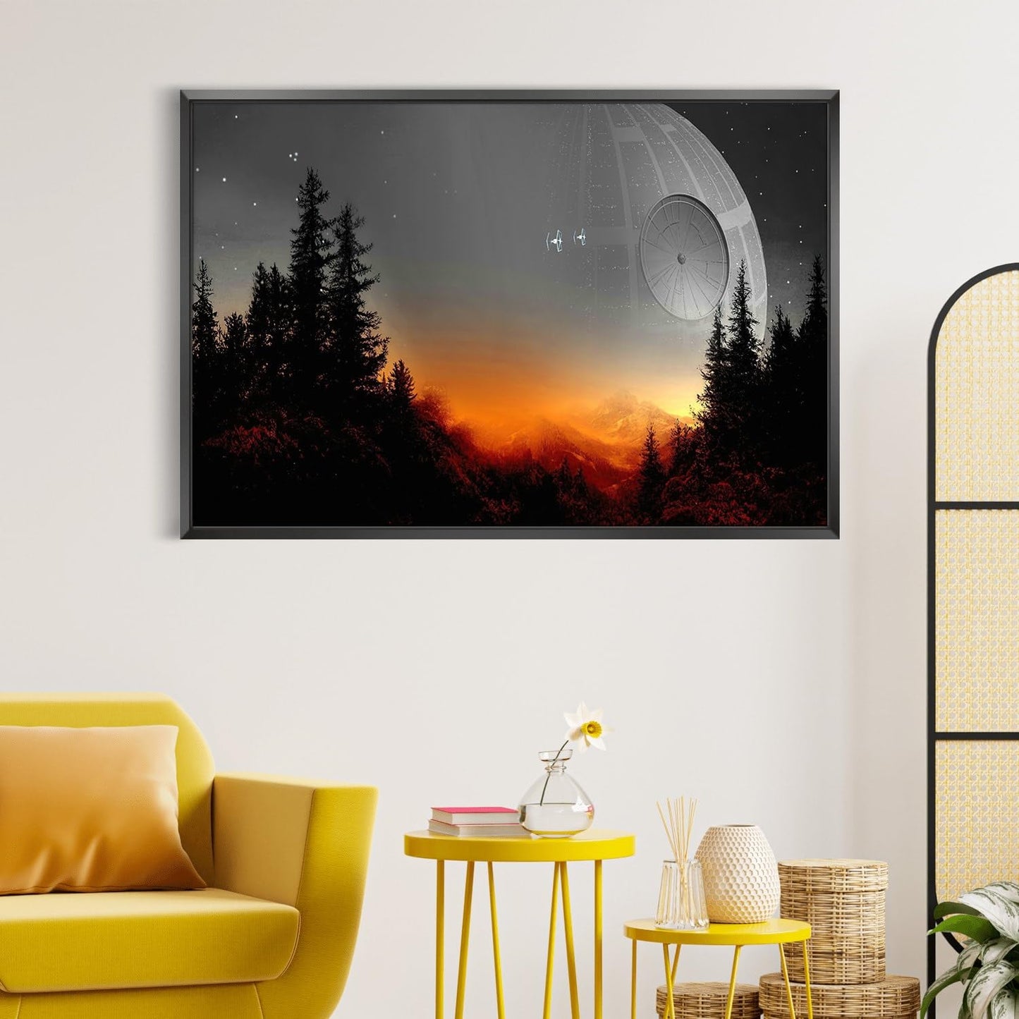 Death Star Inspired Canvas Print Wall Art | Futuristic Space Station Artwork | Smooth Surface Home Decor – Various Sizes (36in x 24in Gallery Wrapped)