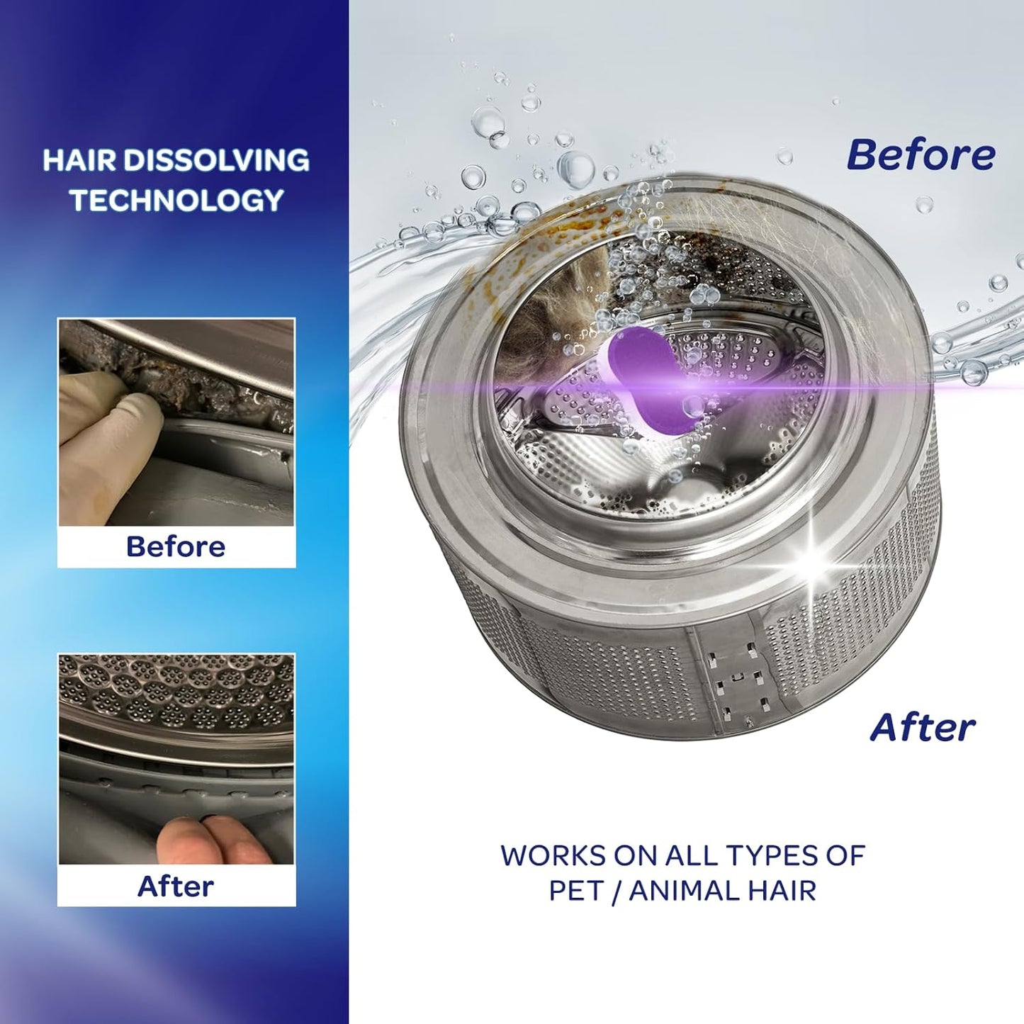 Washing Machine Cleaner Tablets 12 Pack, Formulated for Pet Owners, 8.5oz Washer Machine Cleaner Tablets, Deep Cleaning Descaler for HE, Top & Front Load Washers, Septic Safe - 6 Month Supply