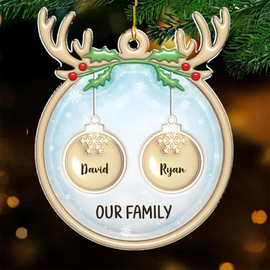 Family Charm Personalized 3D Inflated Effect Acrylic Ornament, Custom up to 10 Names, Ideal for Family, Friends, and Loved Ones