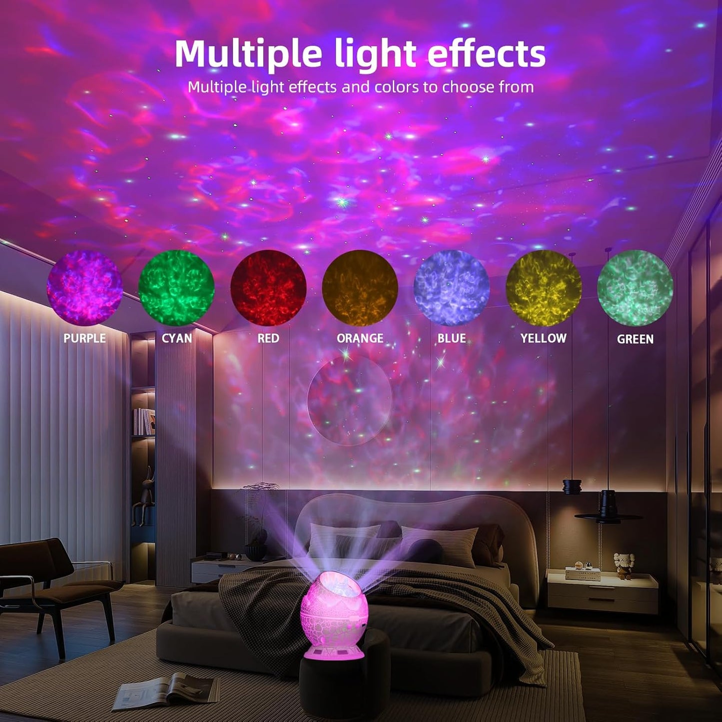 Dinosaur Egg Galaxy Star Projector Starry Night Light, 14 Colors Night Light for Kids Room, Nebula, Timer & Remote Control Best Gift & Adults Home Theater, Party, Living Room, Christmas Decor (White)