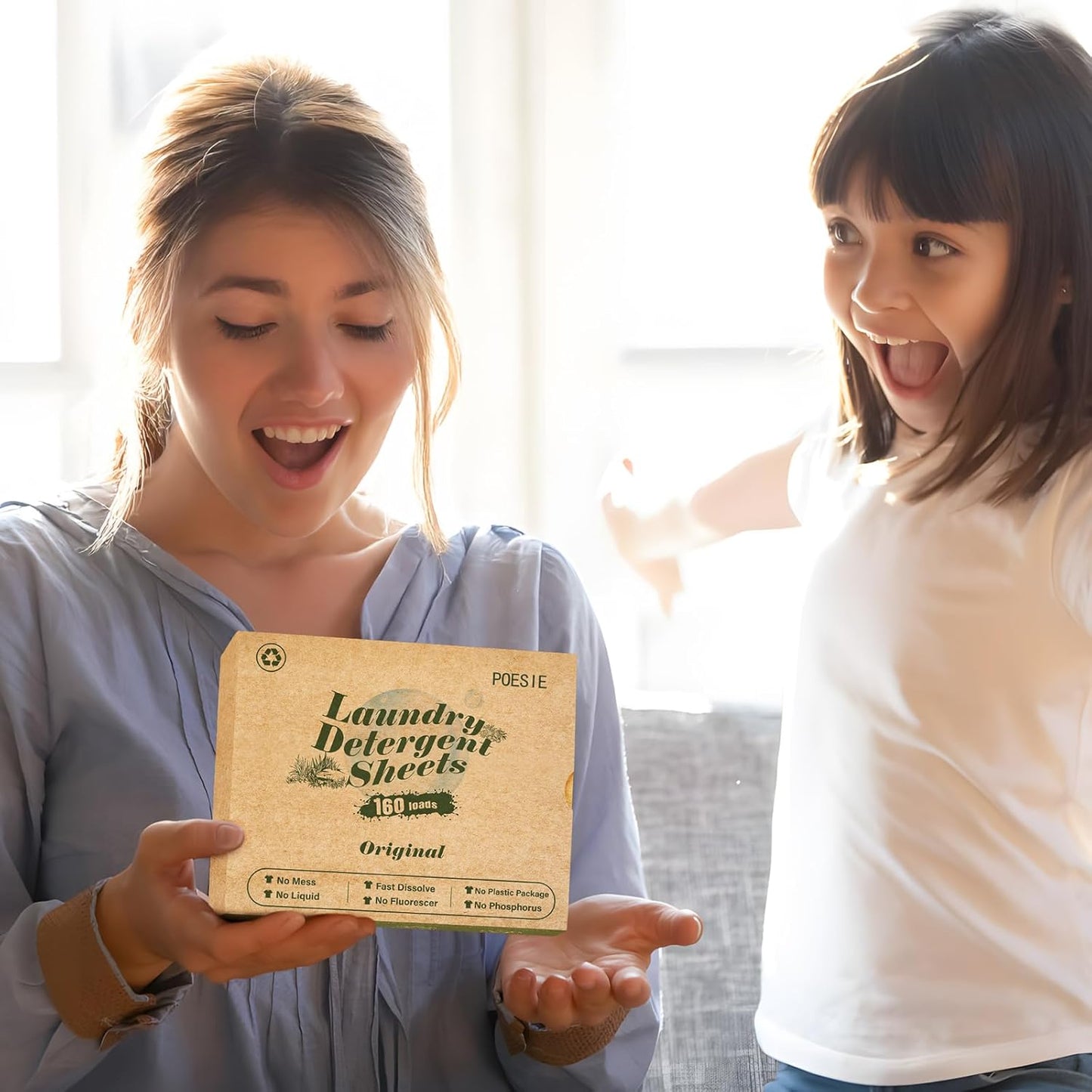 Poesie Laundry Detergent Sheets Original（Rainy Glass） Scent 160 Count Camping Hiking RV Trip Liquidless Clothes Laundry Detergent Strips for Travel Hotel Sink Dorm Home Outdoor