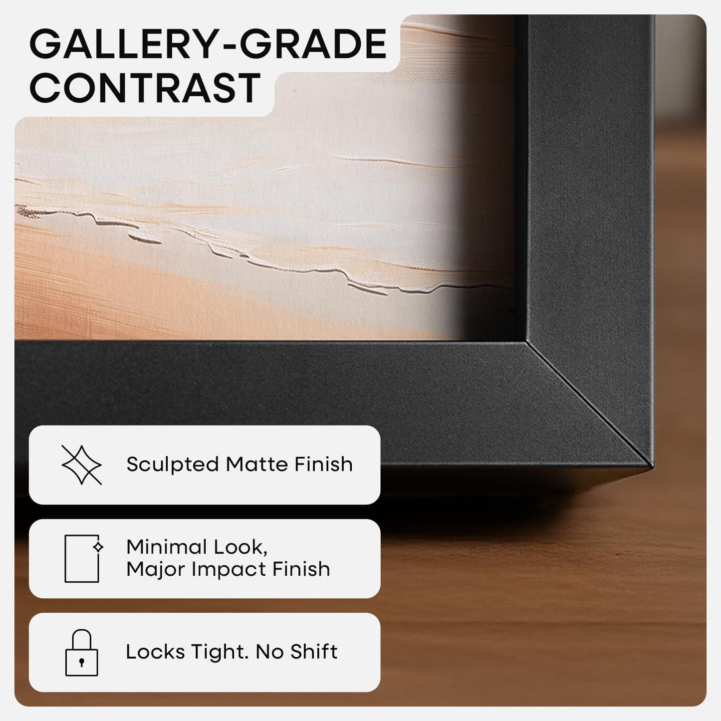 Homeforia 10x10 Black Picture Frame, High End Metal 10 by 10 Square Frames with Mat 8 x 8 Opening, 10by10 Poster Frames Matted to 8x8 Photo, Wall or Tabletop Frames, Tempered Glass, Wall Kit, Set of 1