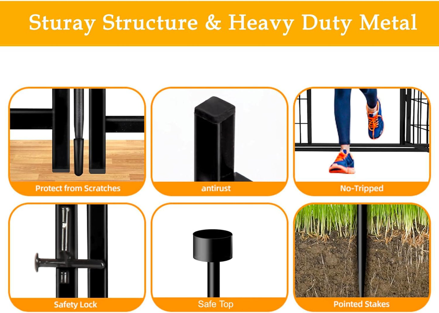 Garden Fence with Gate 32 in(H)×26.6 Ft(L) 12 Panels, Heavy Duty Iron Animal Barrier Fence for Yard, Suitable for Indoor Pet Fence Or Outdoor Dog Fencing