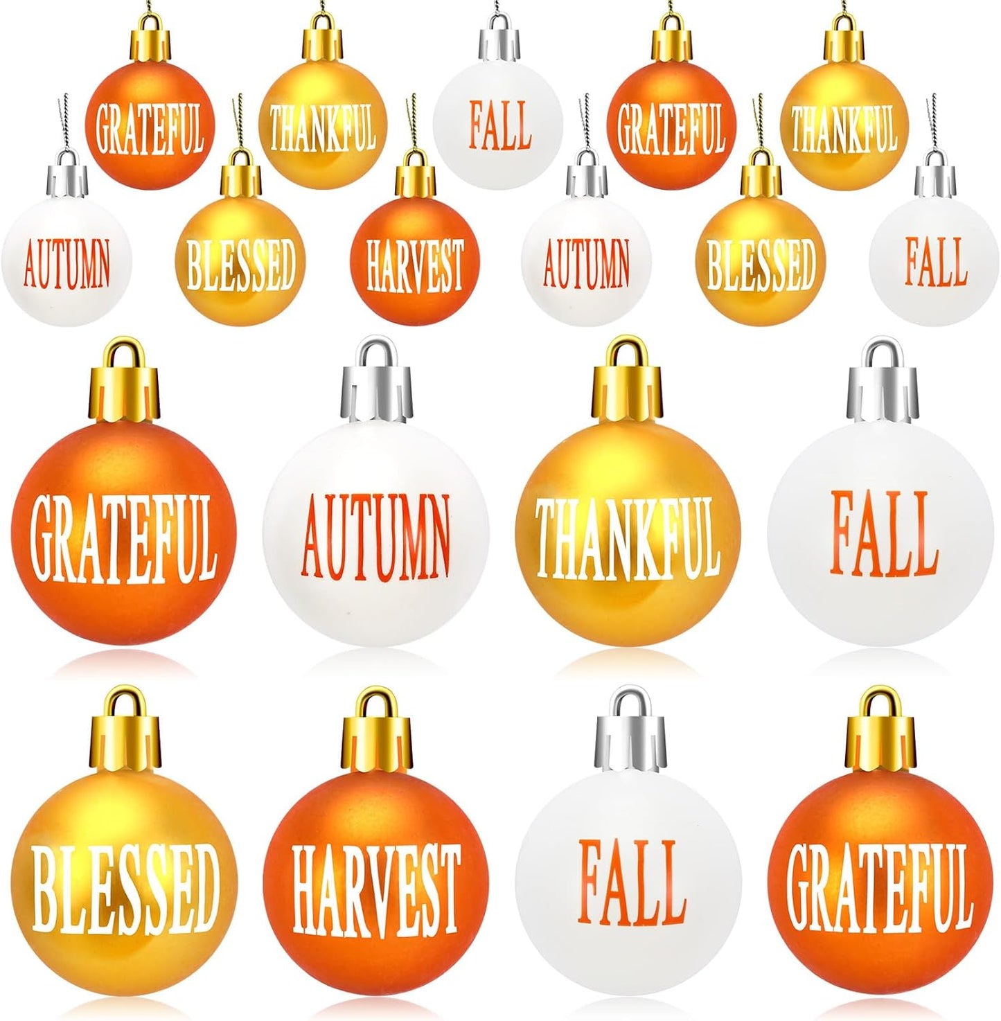 24Pcs Thanksgiving Day Hanging Ball Ornaments, Fall Tree Decorations Autumn Harvest Hanging Ornaments with Rope for Farmhouse Rustic Party Favors Craft Supplies